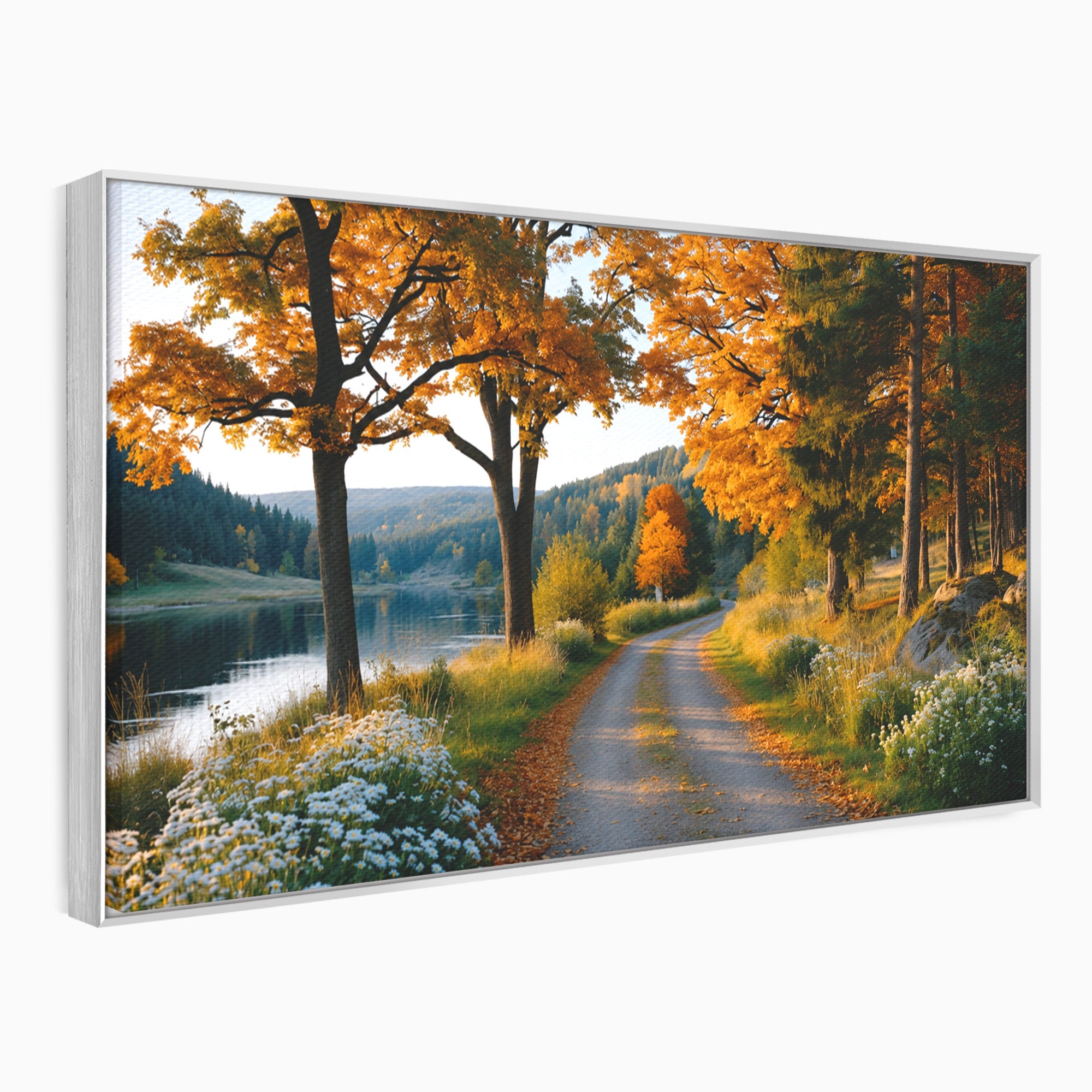 Tablou Canvas Premium LuxCanva® A1661, Toamna Pe Malul Lacului, Toamna, Lac, Peisaj, Natura, Living, Culori Vibrante
