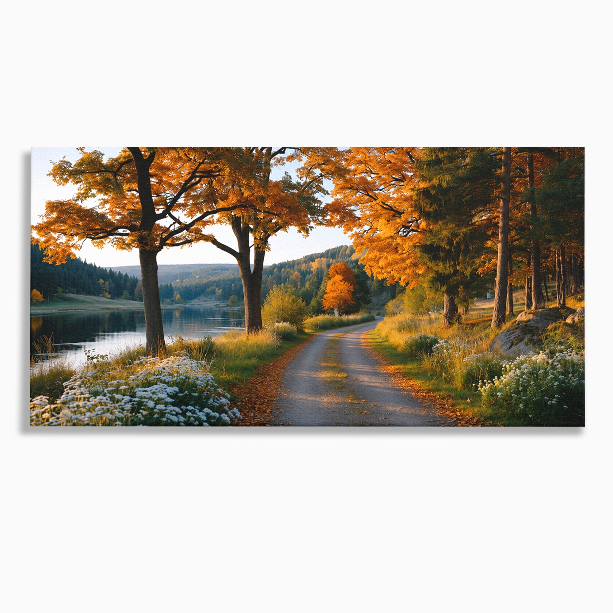 Tablou Canvas Premium LuxCanva® A1661, Toamna Pe Malul Lacului, Toamna, Lac, Peisaj, Natura, Living, Culori Vibrante
