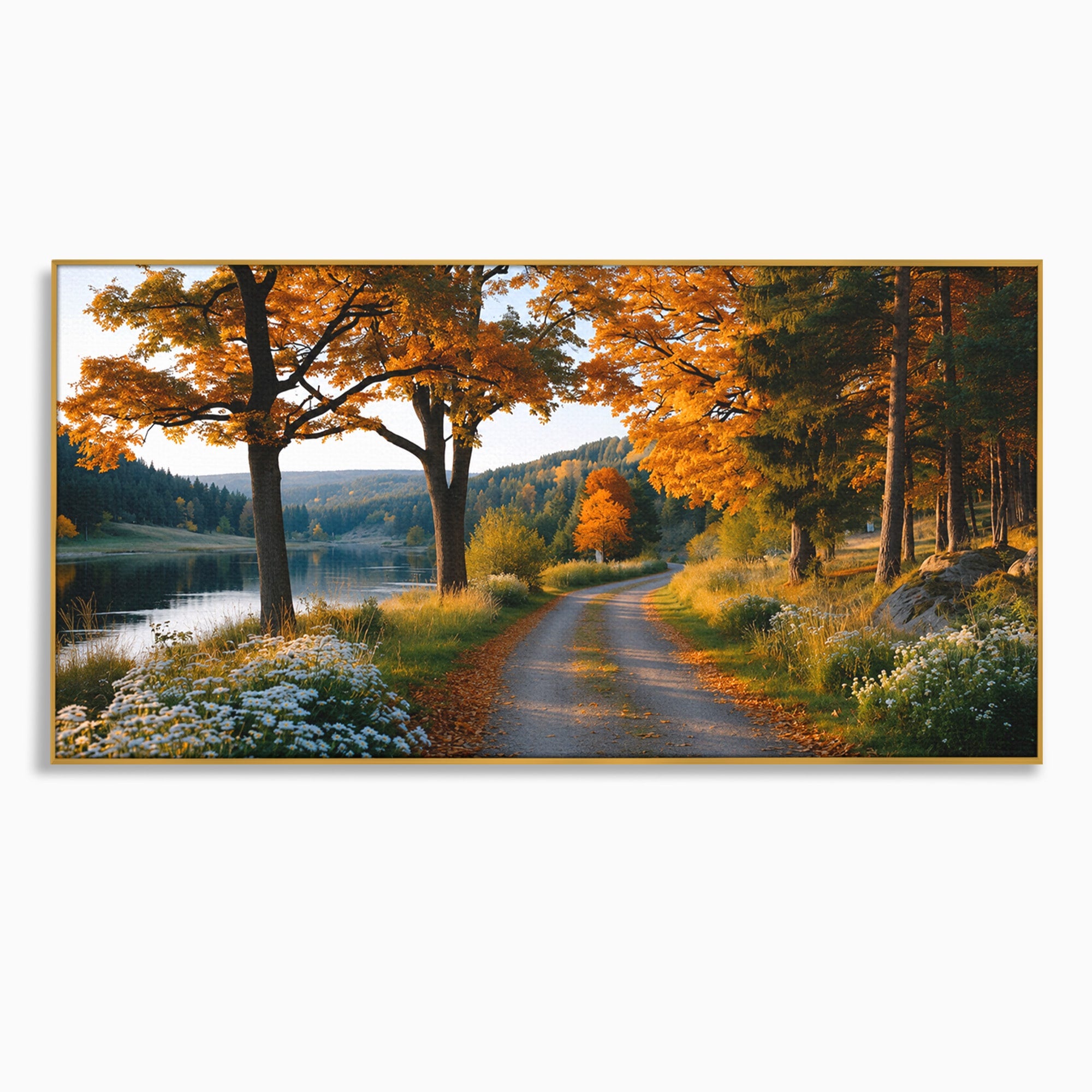 Tablou Canvas Premium LuxCanva® A1661, Toamna Pe Malul Lacului, Toamna, Lac, Peisaj, Natura, Living, Culori Vibrante