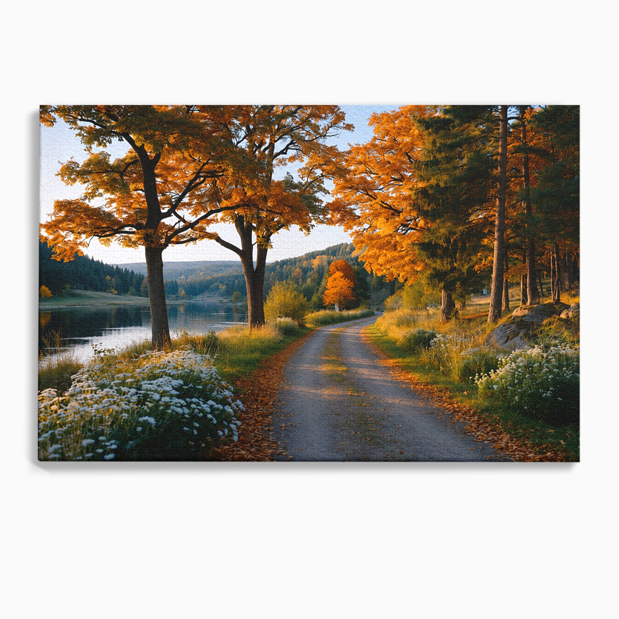 Tablou Canvas Premium LuxCanva® A1661, Toamna Pe Malul Lacului, Toamna, Lac, Peisaj, Natura, Living, Culori Vibrante