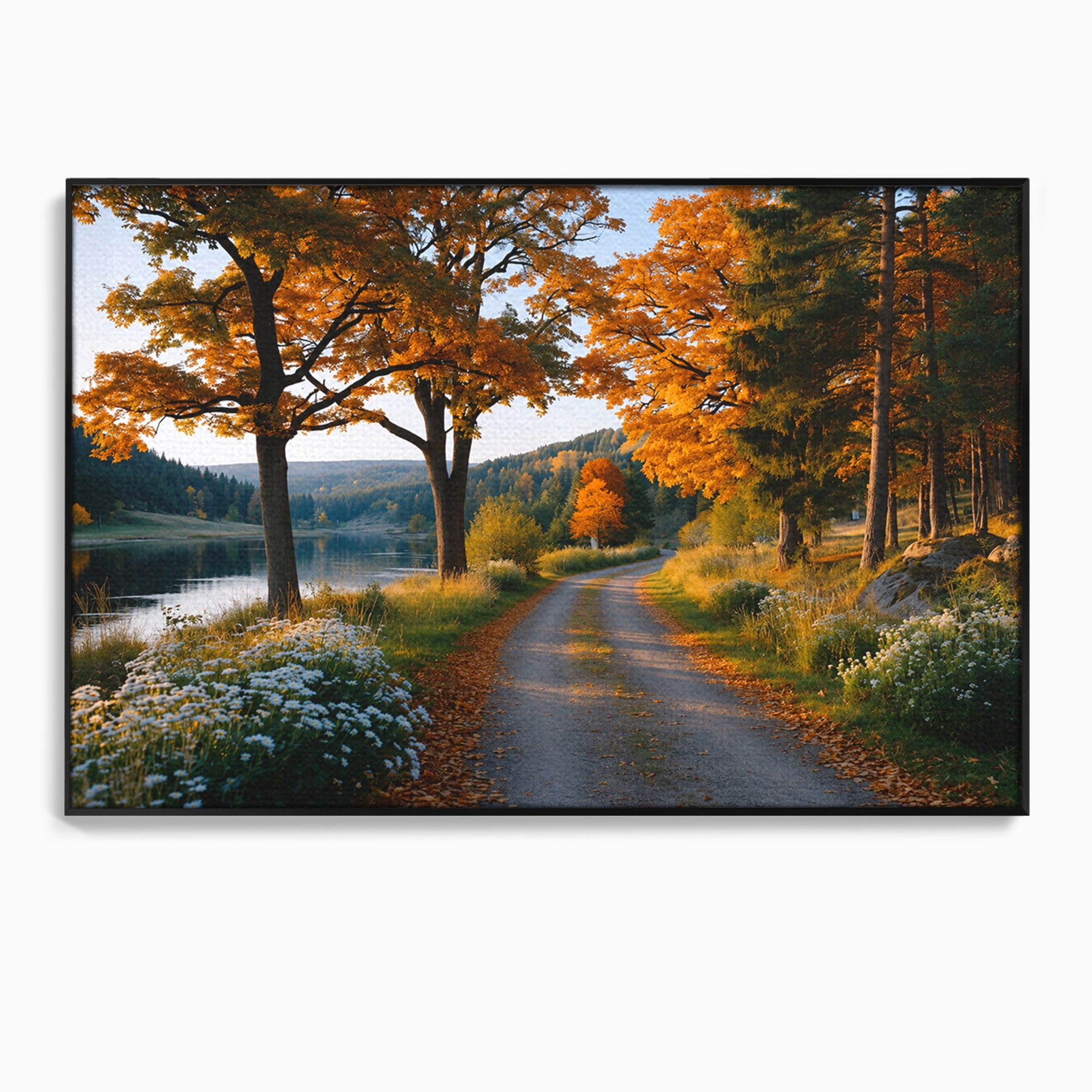 Tablou Canvas Premium LuxCanva® A1661, Toamna Pe Malul Lacului, Toamna, Lac, Peisaj, Natura, Living, Culori Vibrante