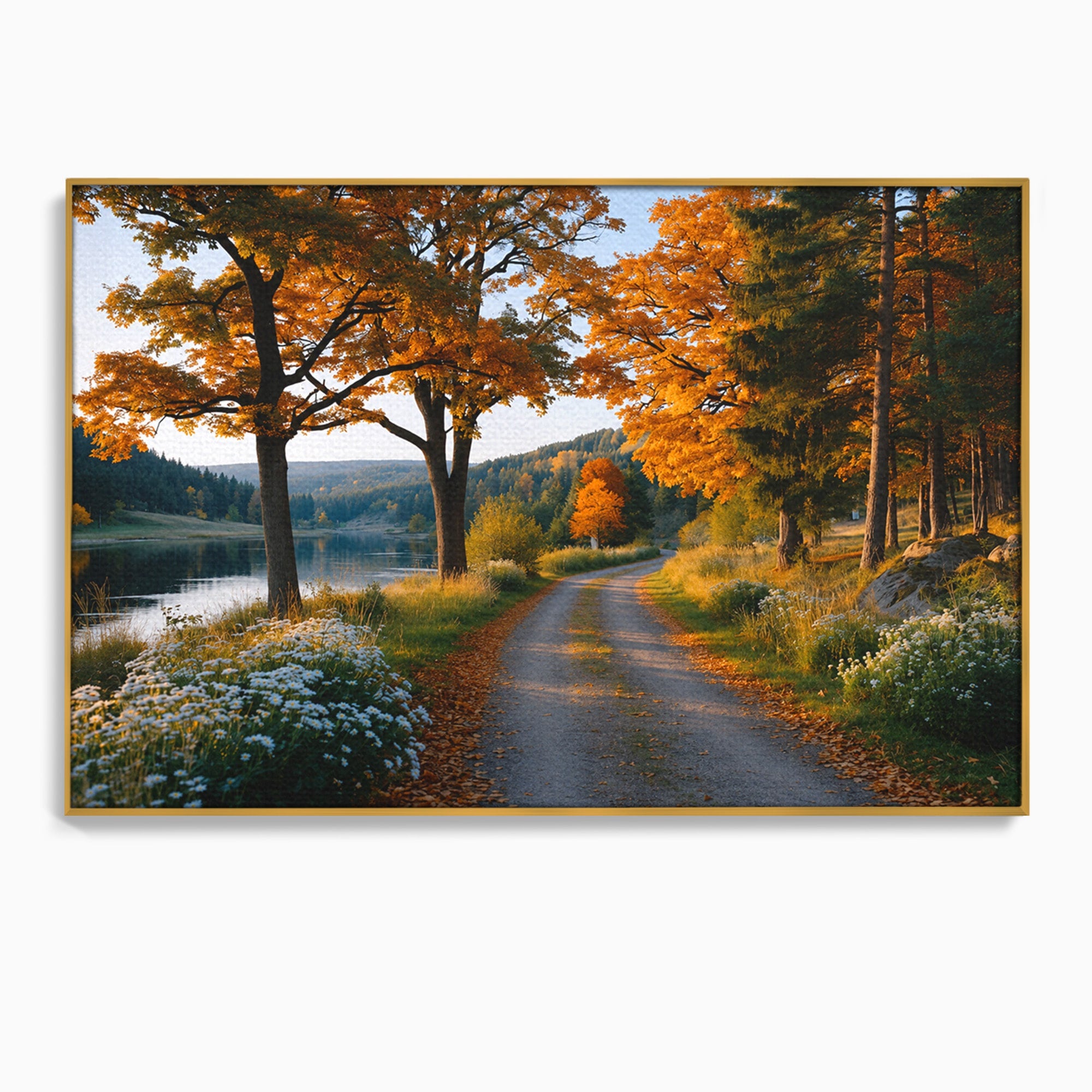 Tablou Canvas Premium LuxCanva® A1661, Toamna Pe Malul Lacului, Toamna, Lac, Peisaj, Natura, Living, Culori Vibrante