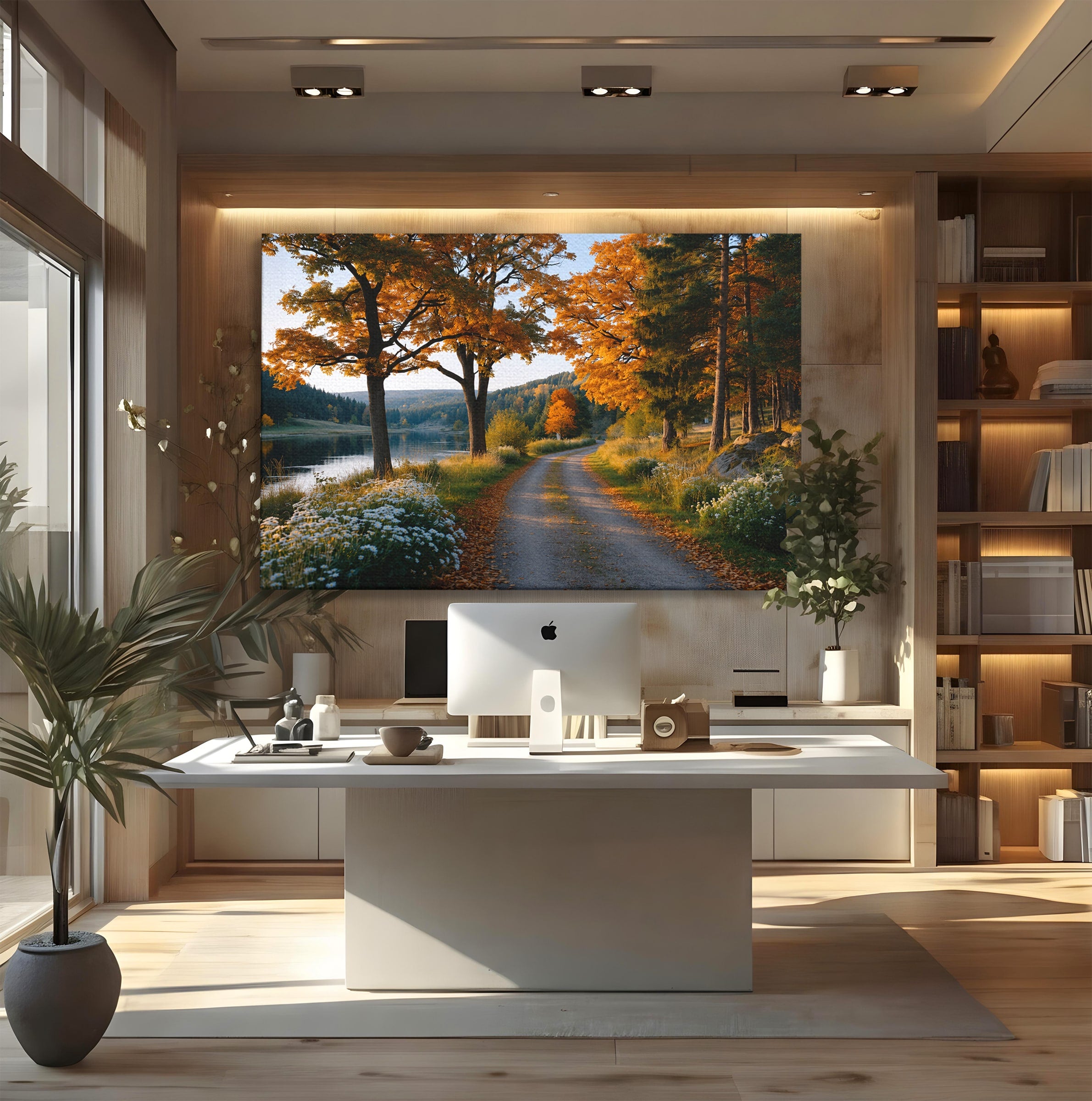 Tablou Canvas Premium LuxCanva® A1661, Toamna Pe Malul Lacului, Toamna, Lac, Peisaj, Natura, Living, Culori Vibrante