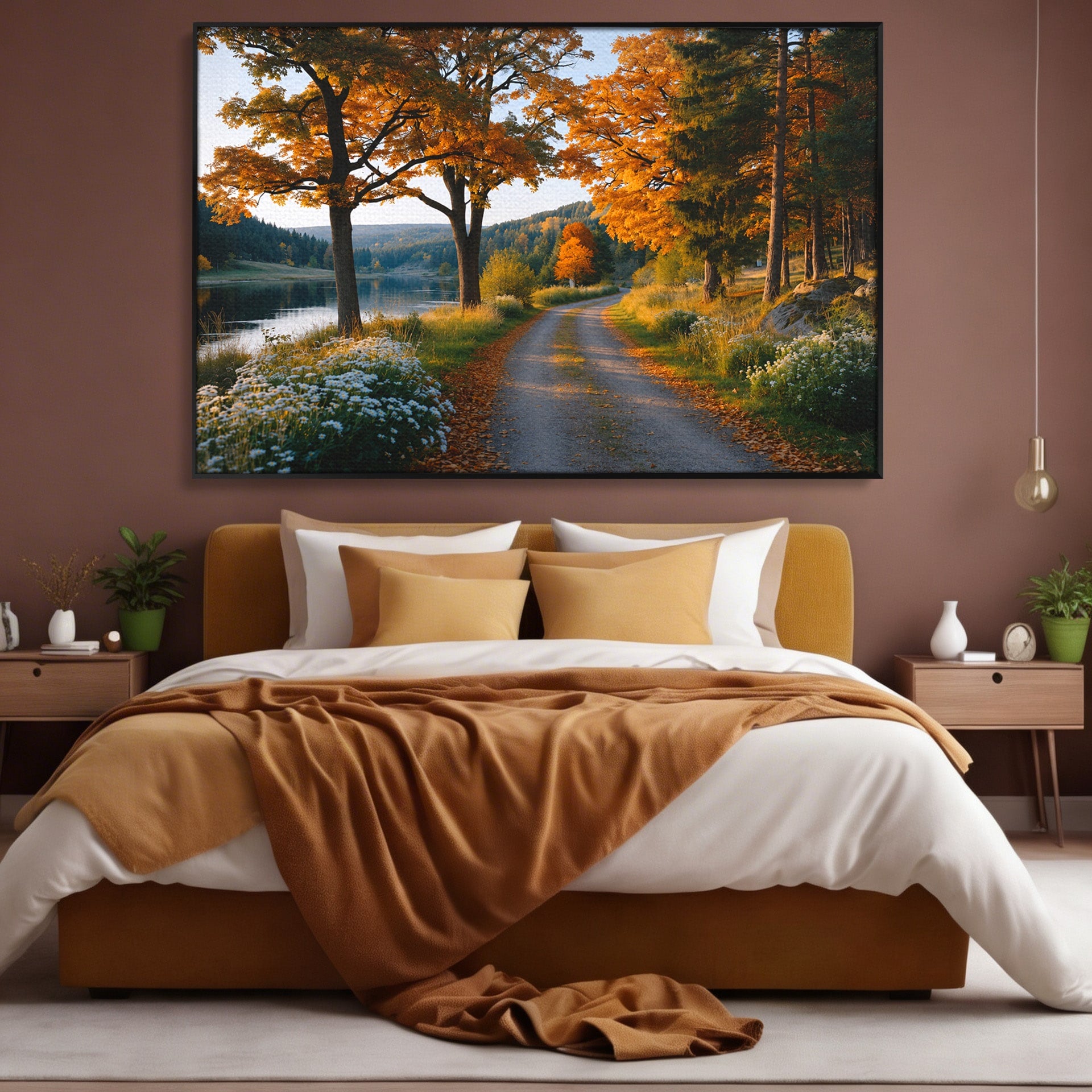 Tablou Canvas Premium LuxCanva® A1661, Toamna Pe Malul Lacului, Toamna, Lac, Peisaj, Natura, Living, Culori Vibrante