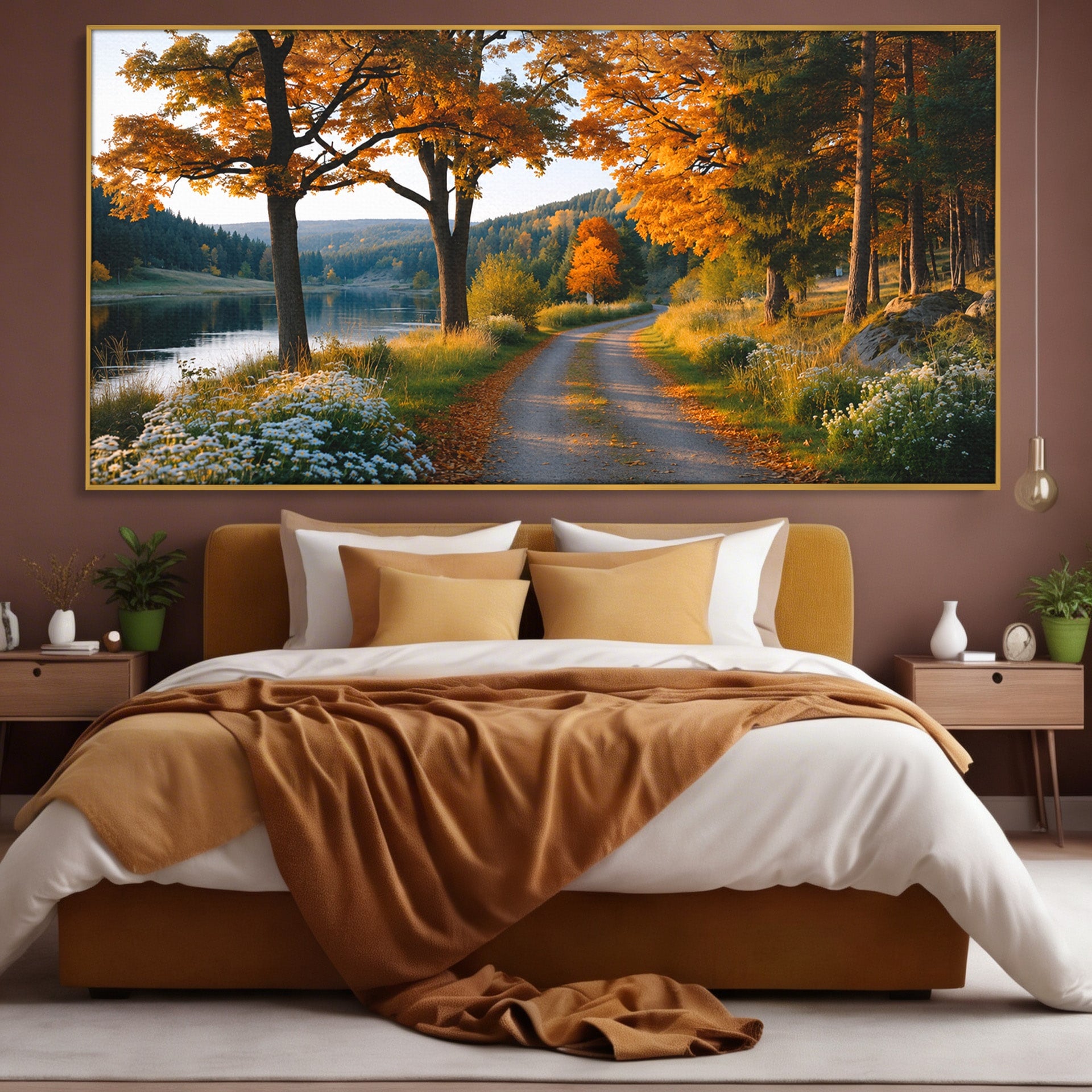 Tablou Canvas Premium LuxCanva® A1661, Toamna Pe Malul Lacului, Toamna, Lac, Peisaj, Natura, Living, Culori Vibrante