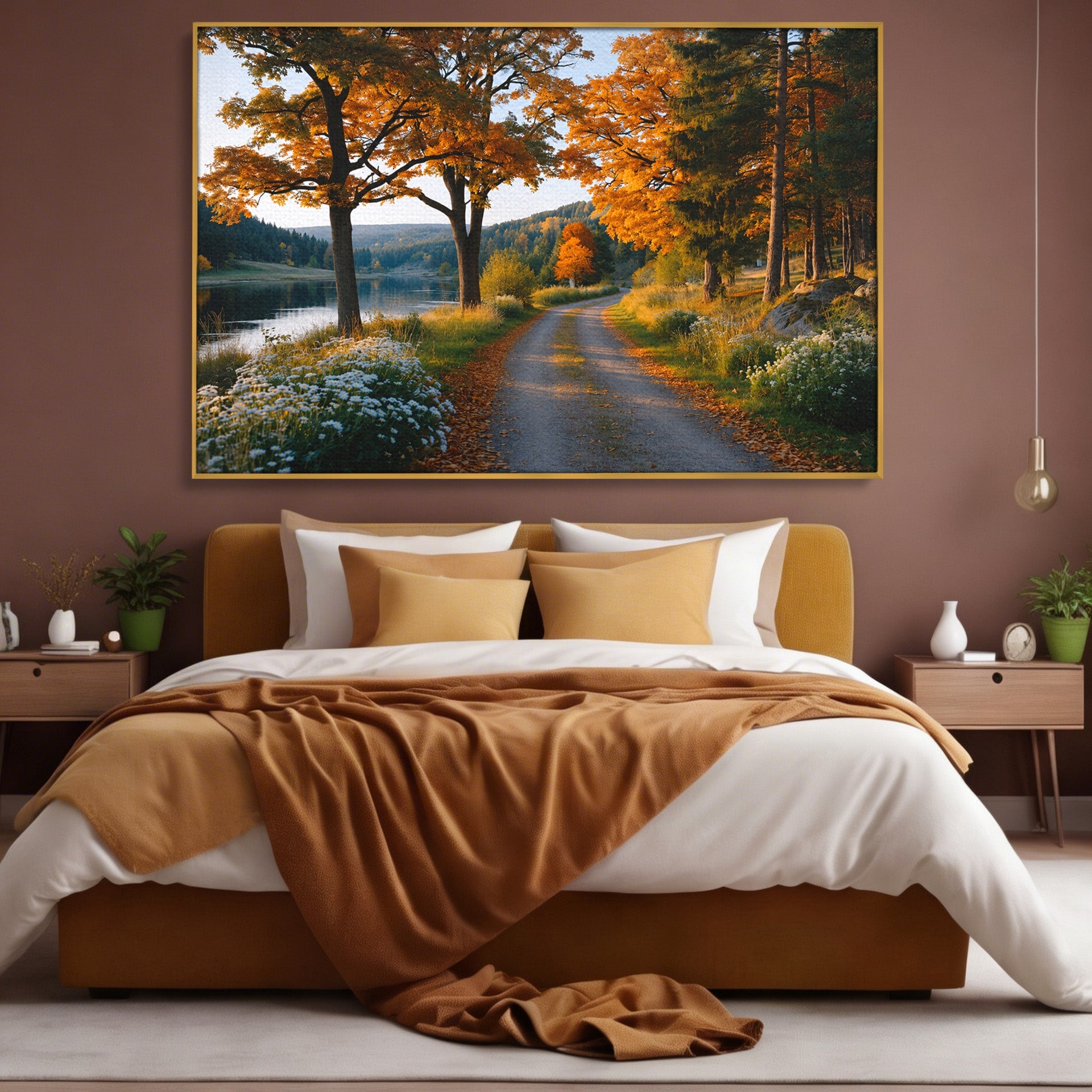 Tablou Canvas Premium LuxCanva® A1661, Toamna Pe Malul Lacului, Toamna, Lac, Peisaj, Natura, Living, Culori Vibrante