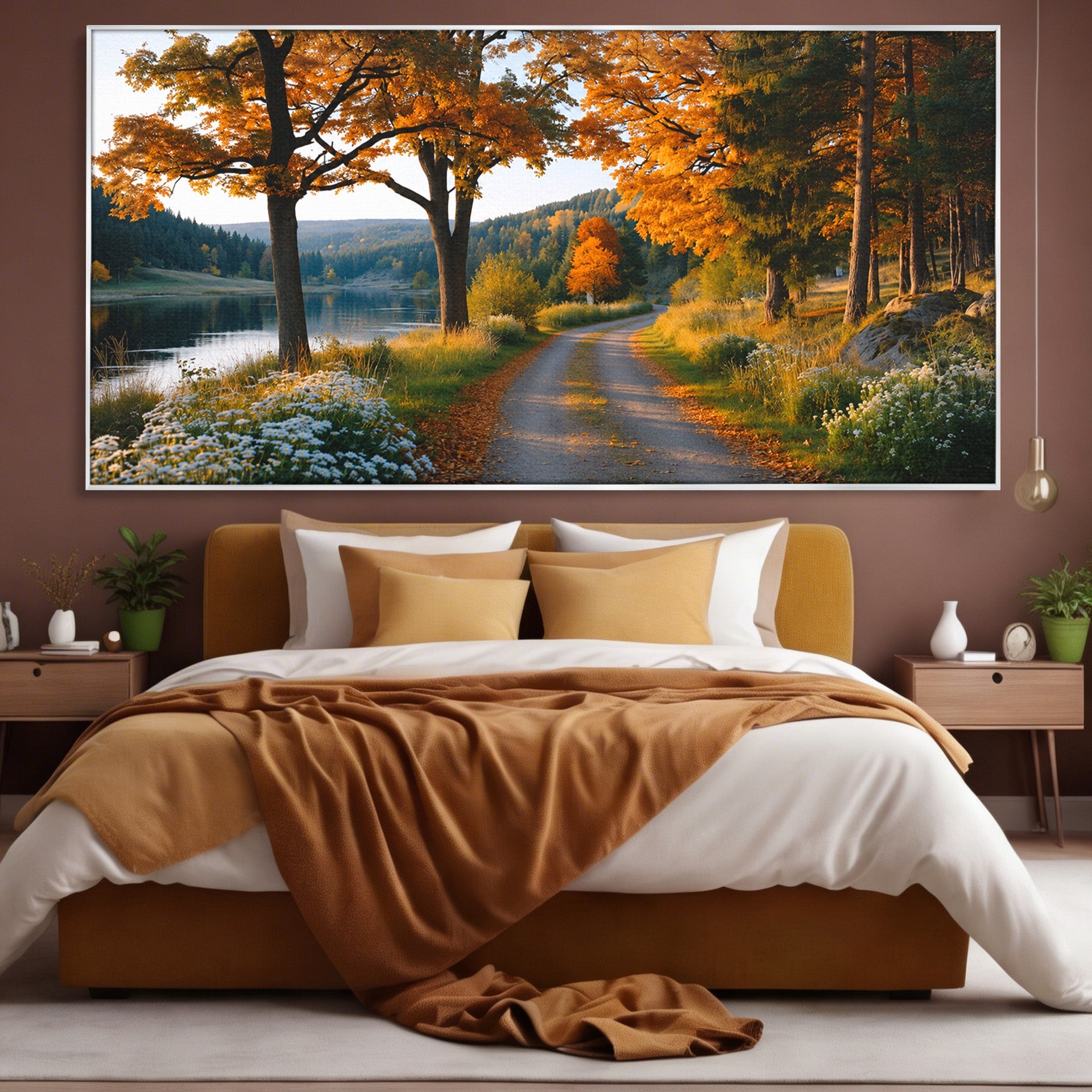 Tablou Canvas Premium LuxCanva® A1661, Toamna Pe Malul Lacului, Toamna, Lac, Peisaj, Natura, Living, Culori Vibrante