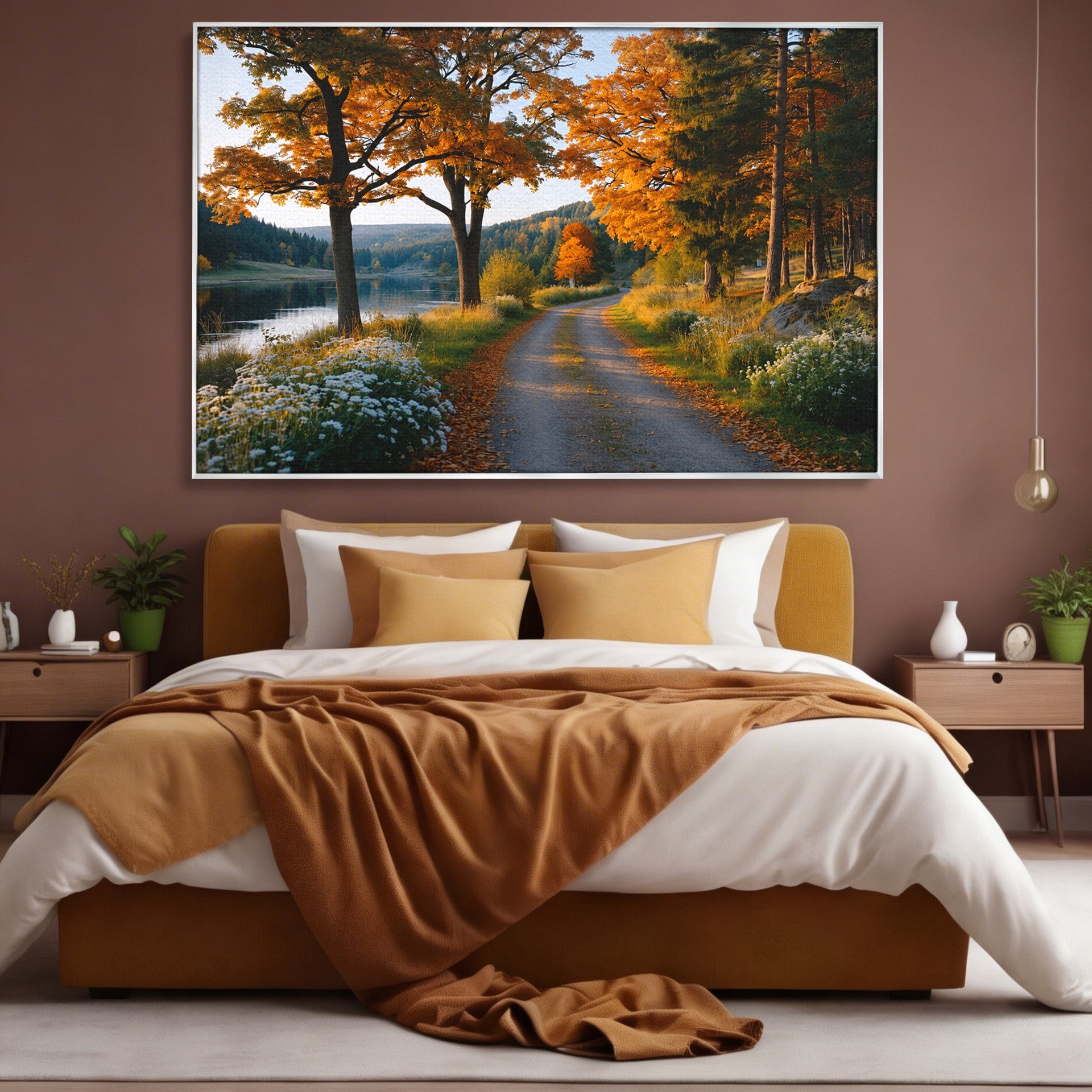 Tablou Canvas Premium LuxCanva® A1661, Toamna Pe Malul Lacului, Toamna, Lac, Peisaj, Natura, Living, Culori Vibrante