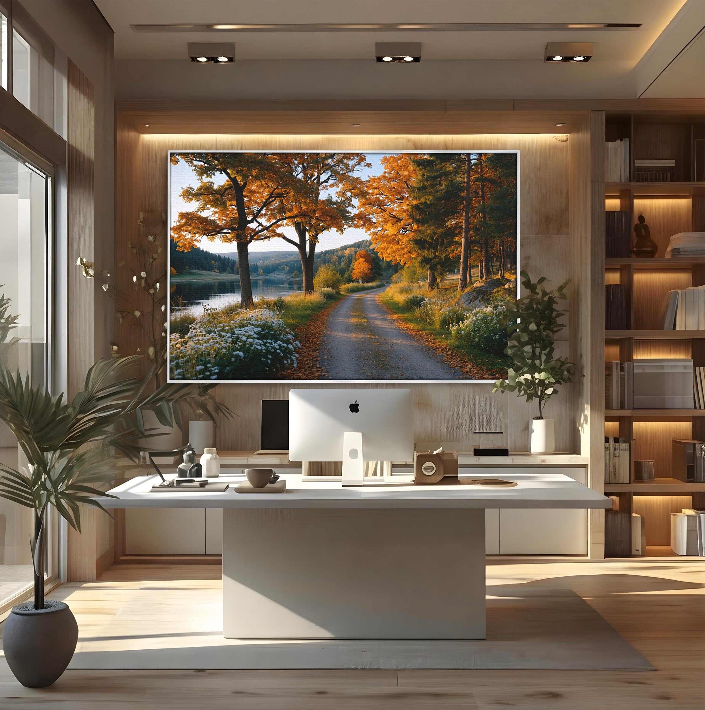 Tablou Canvas Premium LuxCanva® A1661, Toamna Pe Malul Lacului, Toamna, Lac, Peisaj, Natura, Living, Culori Vibrante