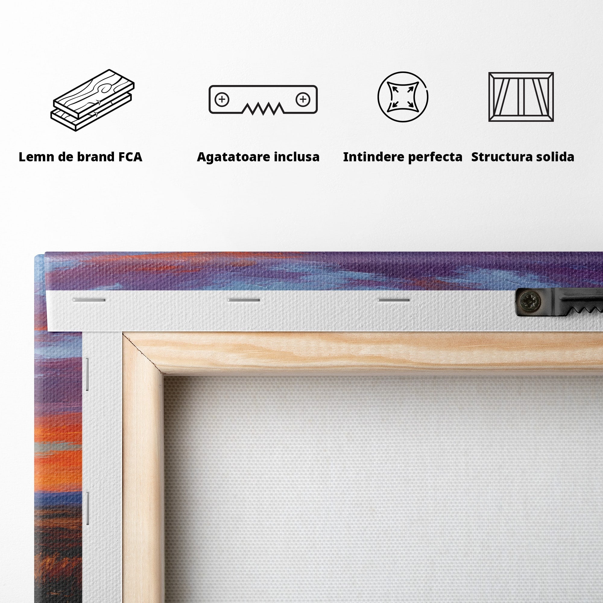 Tablou Canvas Premium LuxCanva® A1662, Apus Pe Campie, Apus, Campie, Peisaj, Natura, Living, Culori Vibrante