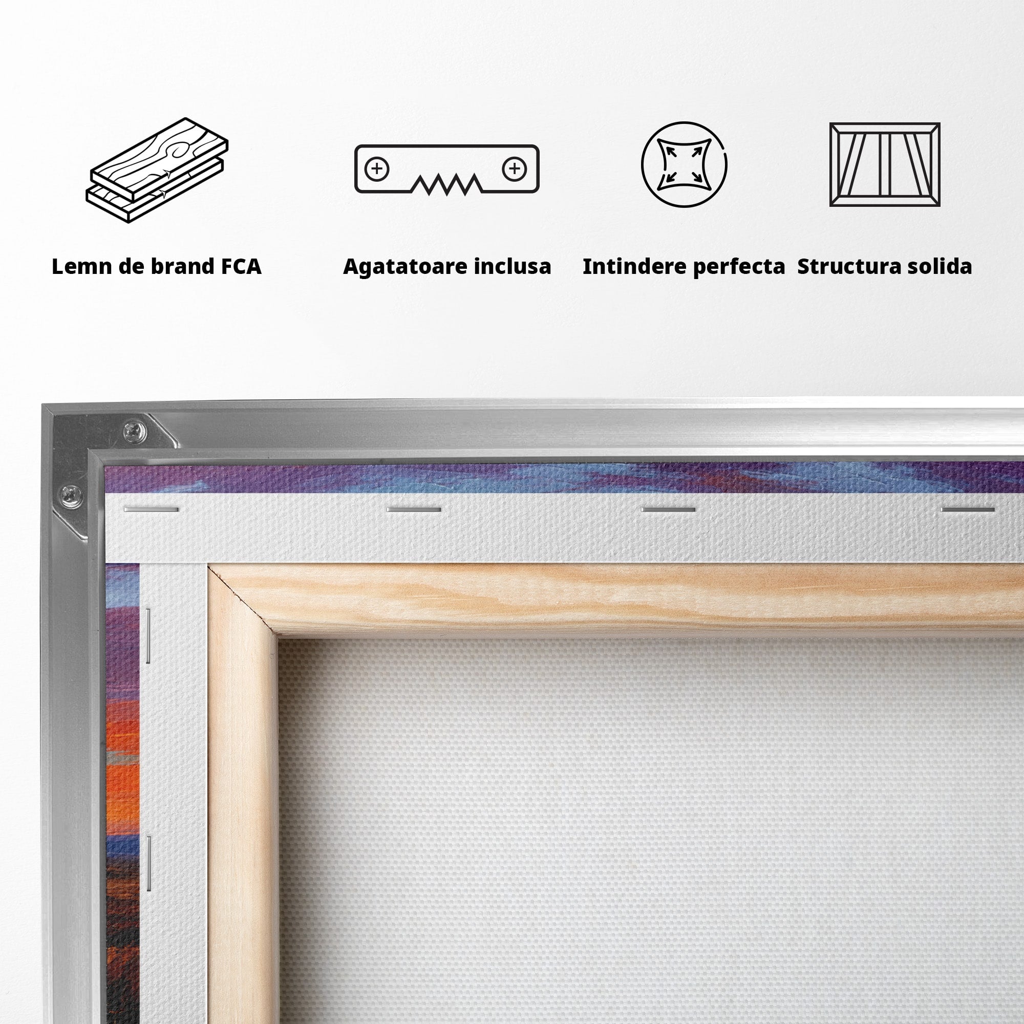 Tablou Canvas Premium LuxCanva® A1662, Apus Pe Campie, Apus, Campie, Peisaj, Natura, Living, Culori Vibrante