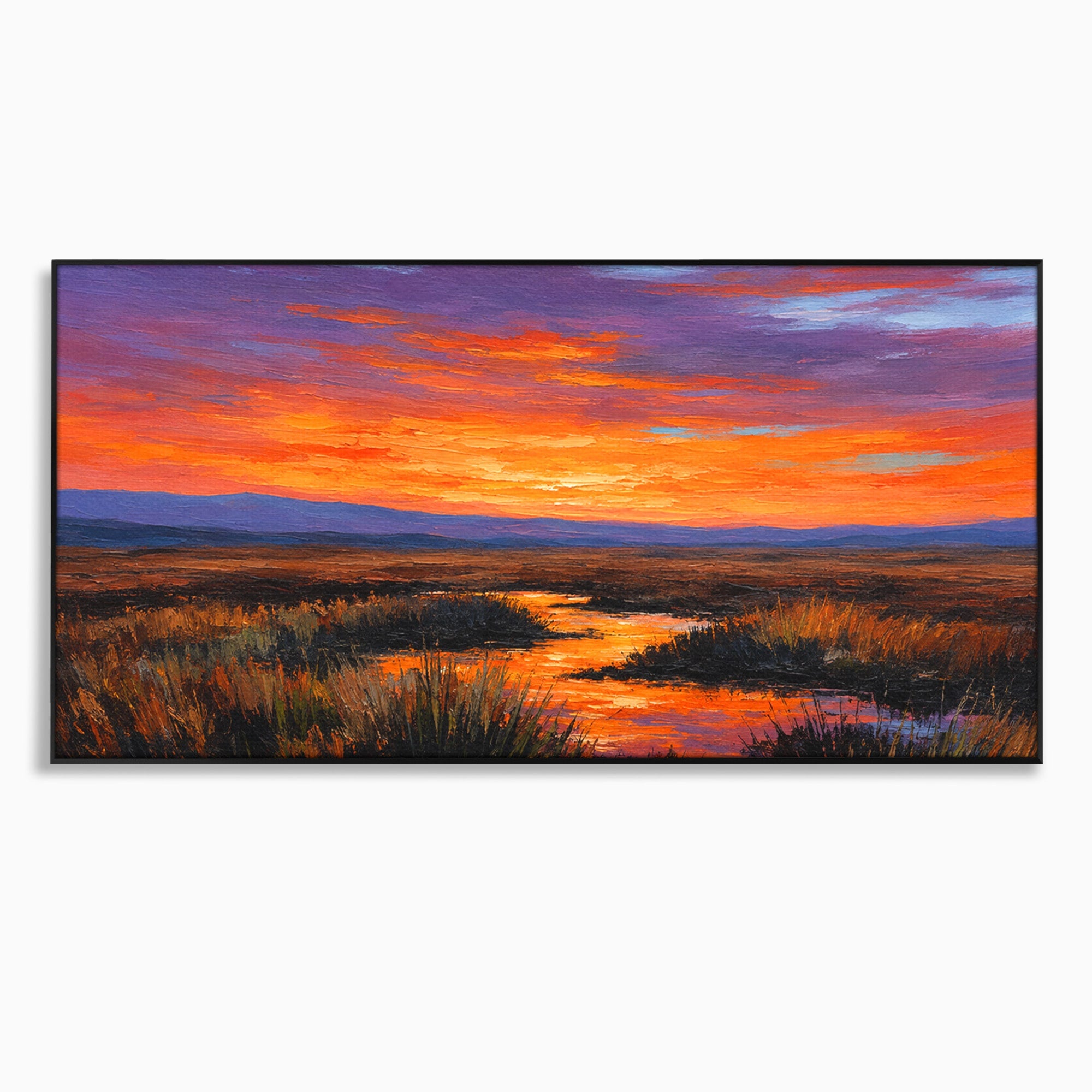 Tablou Canvas Premium LuxCanva® A1662, Apus Pe Campie, Apus, Campie, Peisaj, Natura, Living, Culori Vibrante