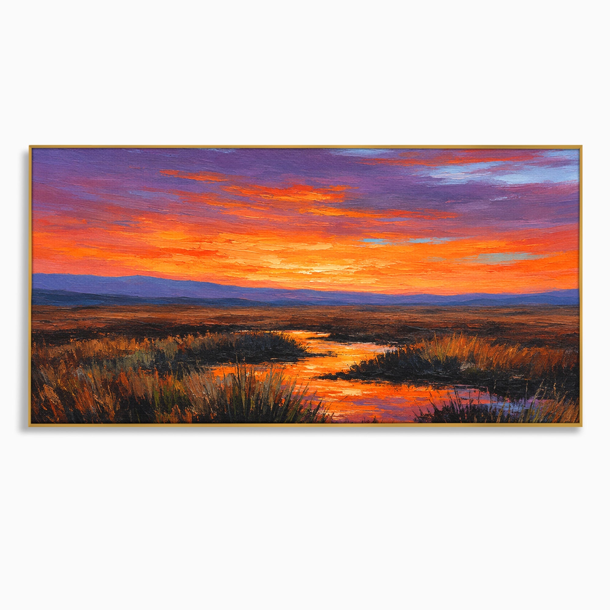 Tablou Canvas Premium LuxCanva® A1662, Apus Pe Campie, Apus, Campie, Peisaj, Natura, Living, Culori Vibrante