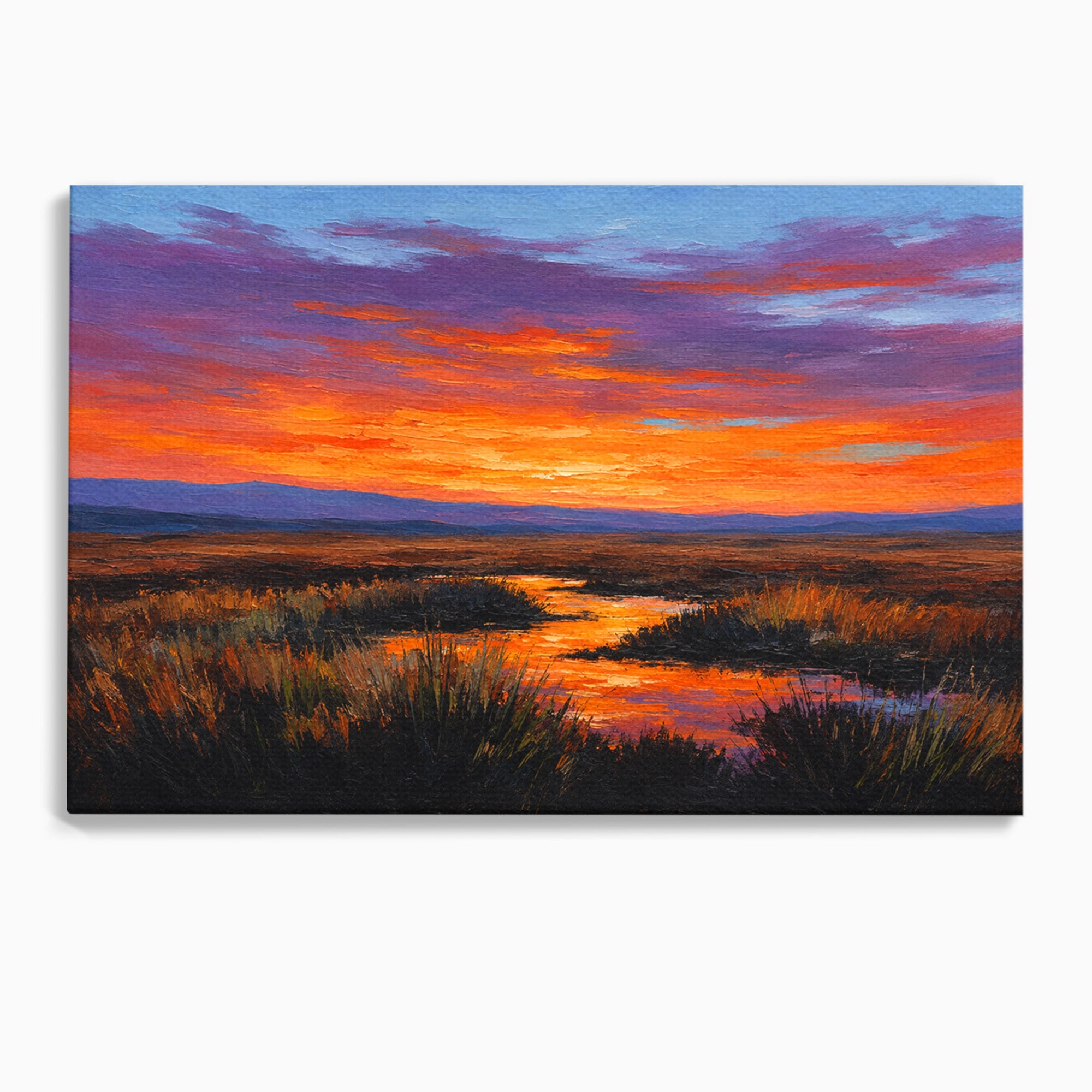 Tablou Canvas Premium LuxCanva® A1662, Apus Pe Campie, Apus, Campie, Peisaj, Natura, Living, Culori Vibrante