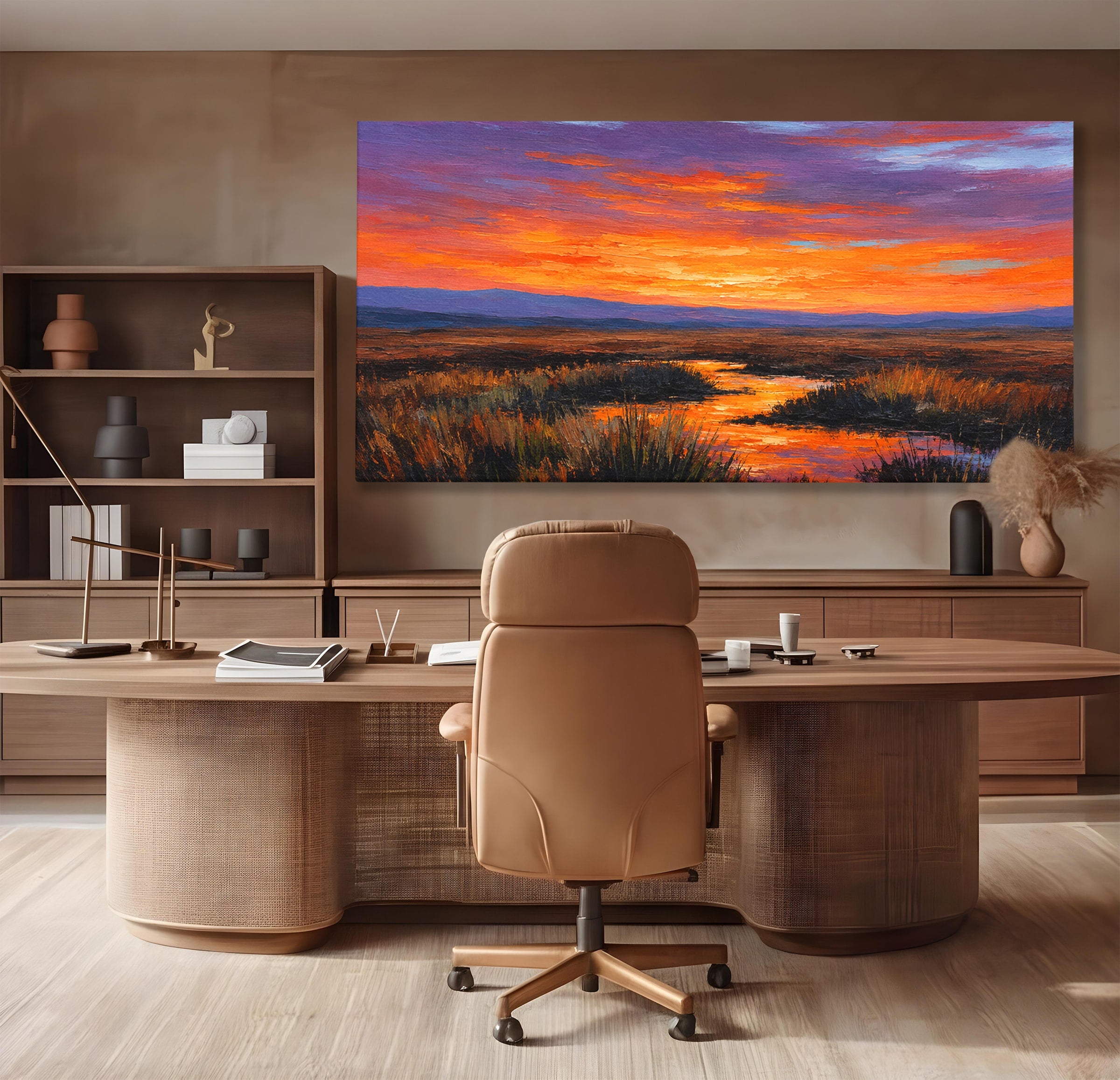 Tablou Canvas Premium LuxCanva® A1662, Apus Pe Campie, Apus, Campie, Peisaj, Natura, Living, Culori Vibrante