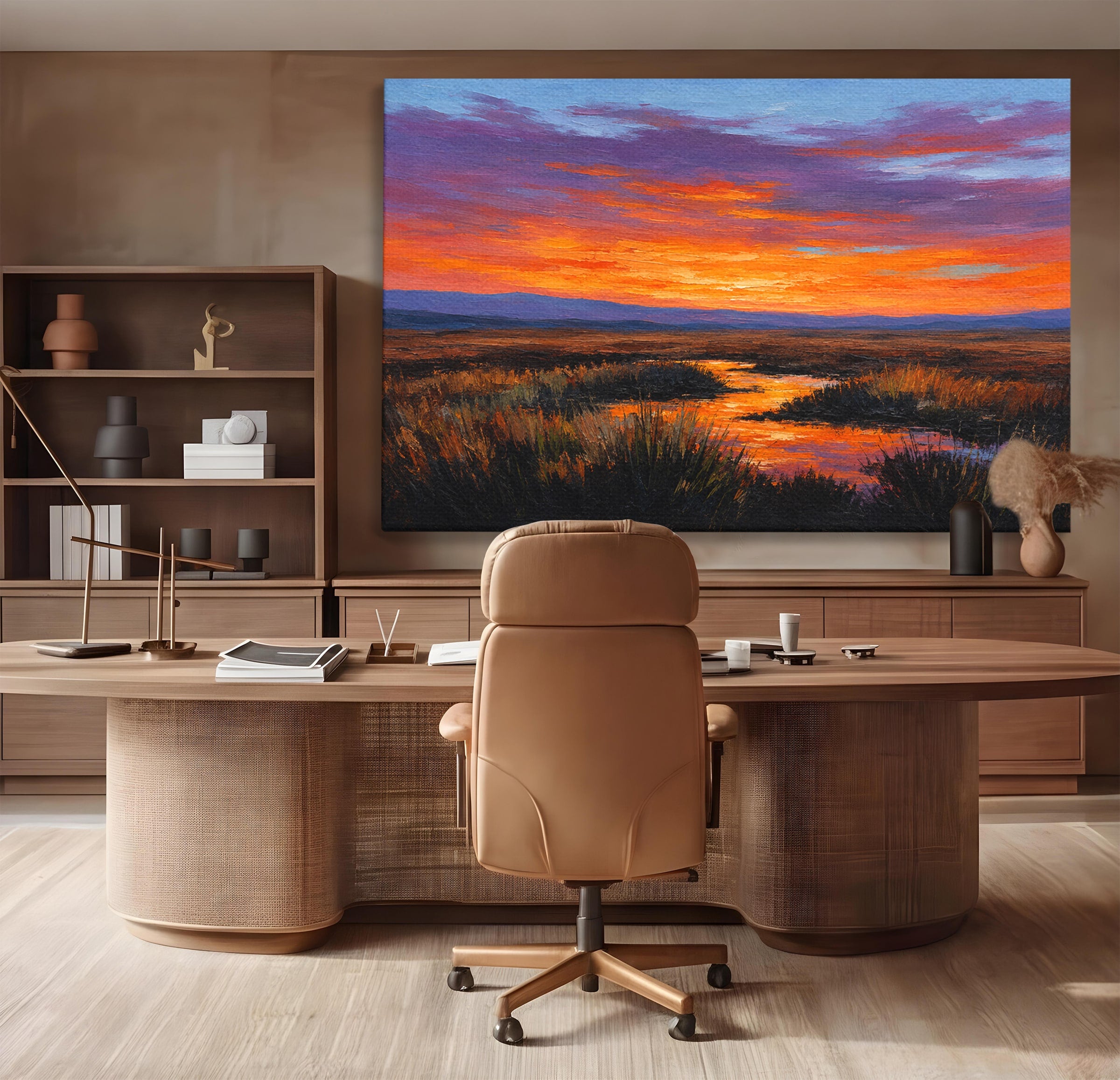 Tablou Canvas Premium LuxCanva® A1662, Apus Pe Campie, Apus, Campie, Peisaj, Natura, Living, Culori Vibrante