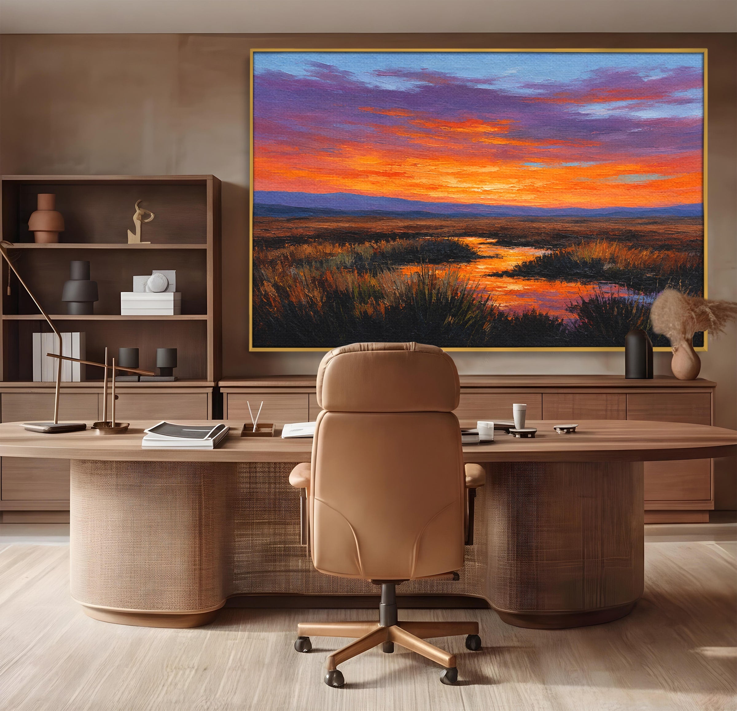 Tablou Canvas Premium LuxCanva® A1662, Apus Pe Campie, Apus, Campie, Peisaj, Natura, Living, Culori Vibrante