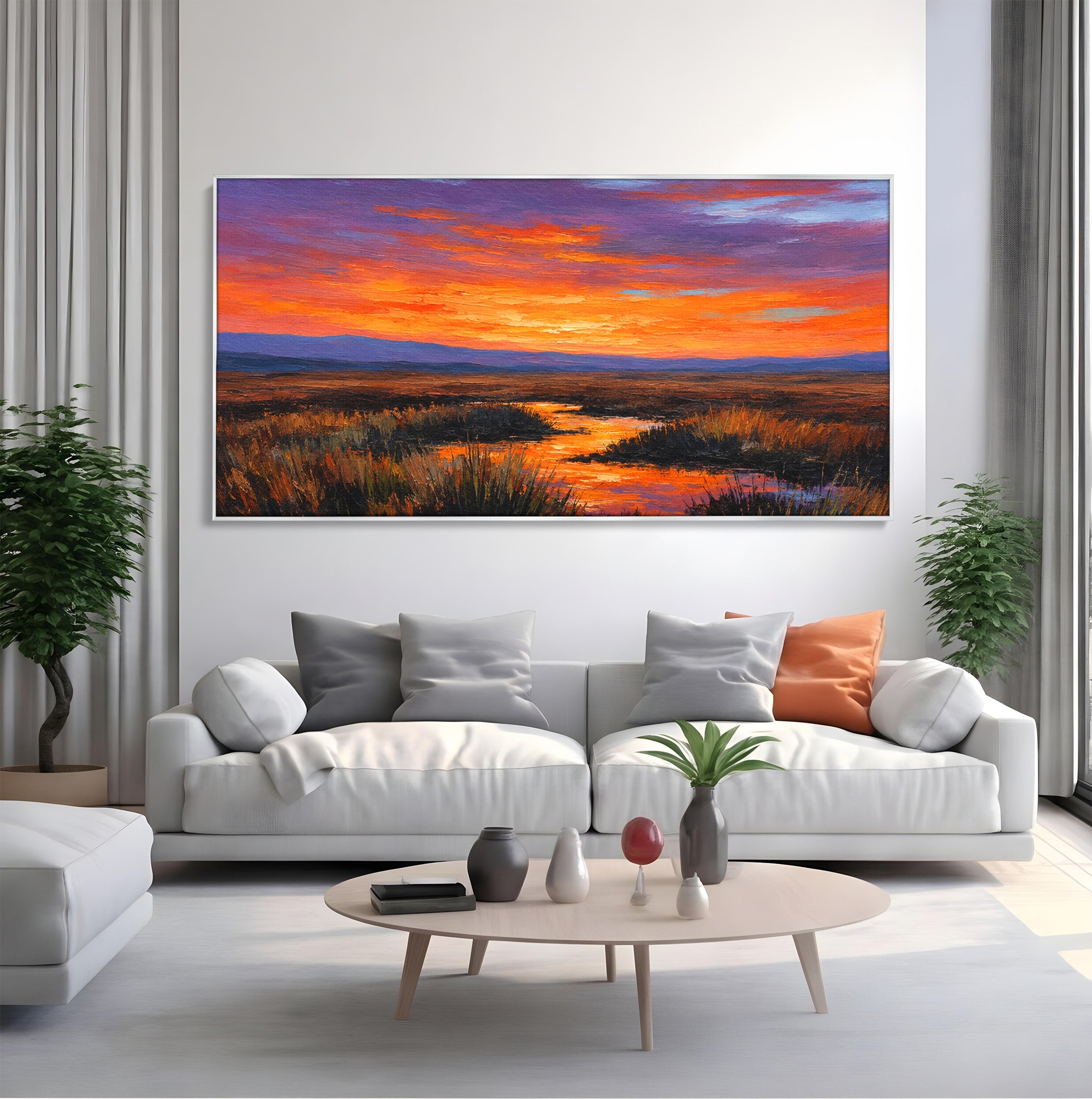 Tablou Canvas Premium LuxCanva® A1662, Apus Pe Campie, Apus, Campie, Peisaj, Natura, Living, Culori Vibrante