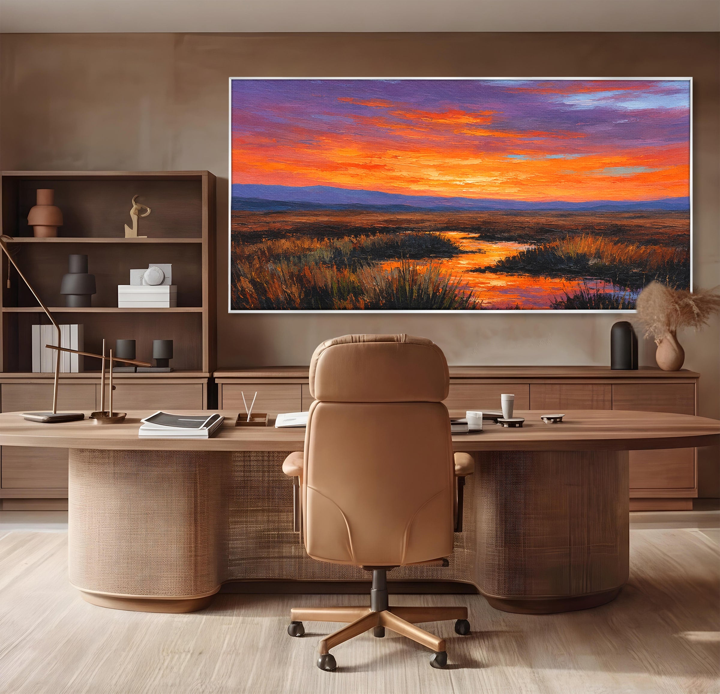 Tablou Canvas Premium LuxCanva® A1662, Apus Pe Campie, Apus, Campie, Peisaj, Natura, Living, Culori Vibrante
