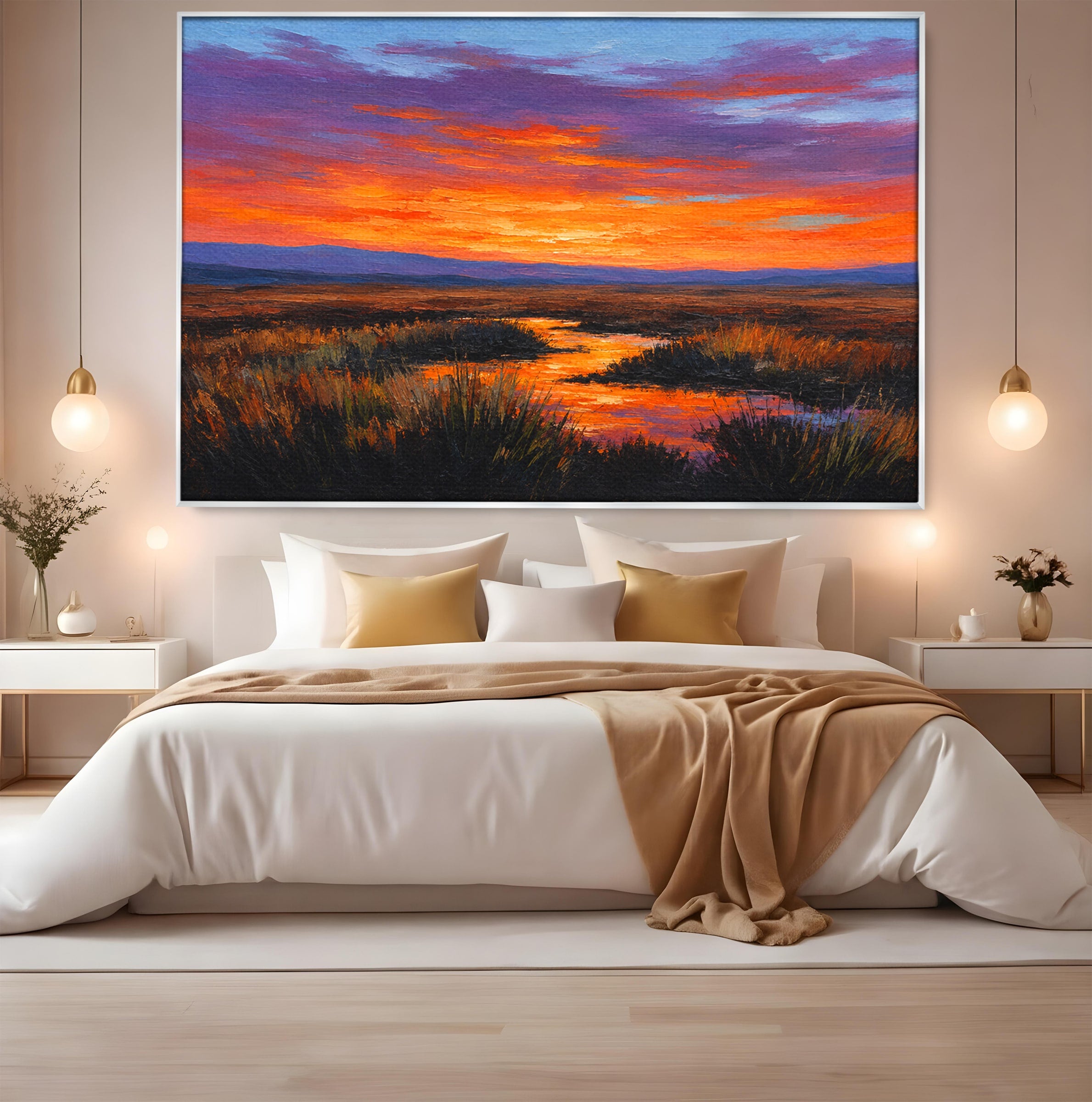 Tablou Canvas Premium LuxCanva® A1662, Apus Pe Campie, Apus, Campie, Peisaj, Natura, Living, Culori Vibrante