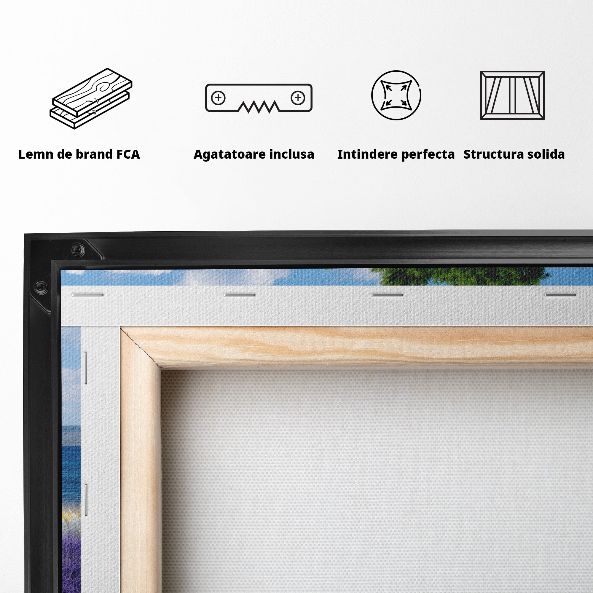 Tablou Canvas Premium LuxCanva® A1665, Peisaj De Vara Cu Lavanda, Peisaj, Lavanda, Copac, Natura, Vara, Living, Dormitor, Culori Vibrante