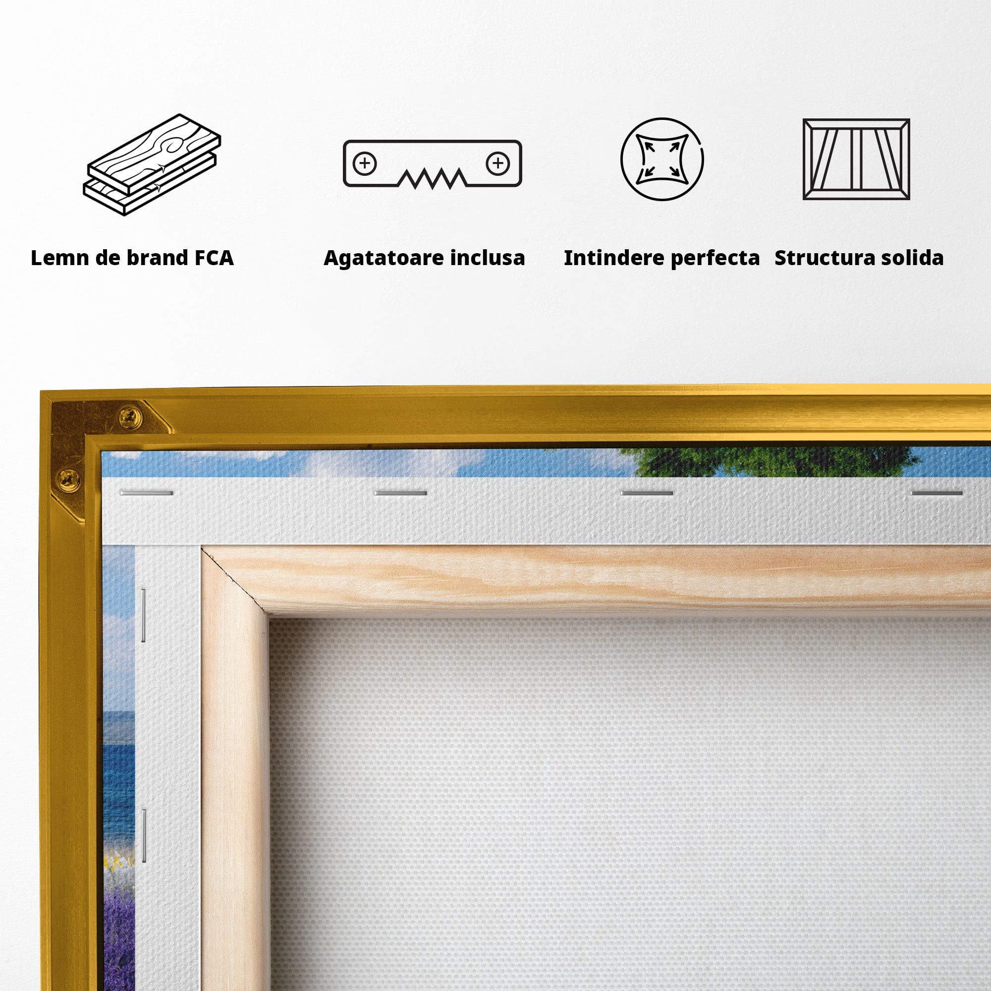 Tablou Canvas Premium LuxCanva® A1665, Peisaj De Vara Cu Lavanda, Peisaj, Lavanda, Copac, Natura, Vara, Living, Dormitor, Culori Vibrante