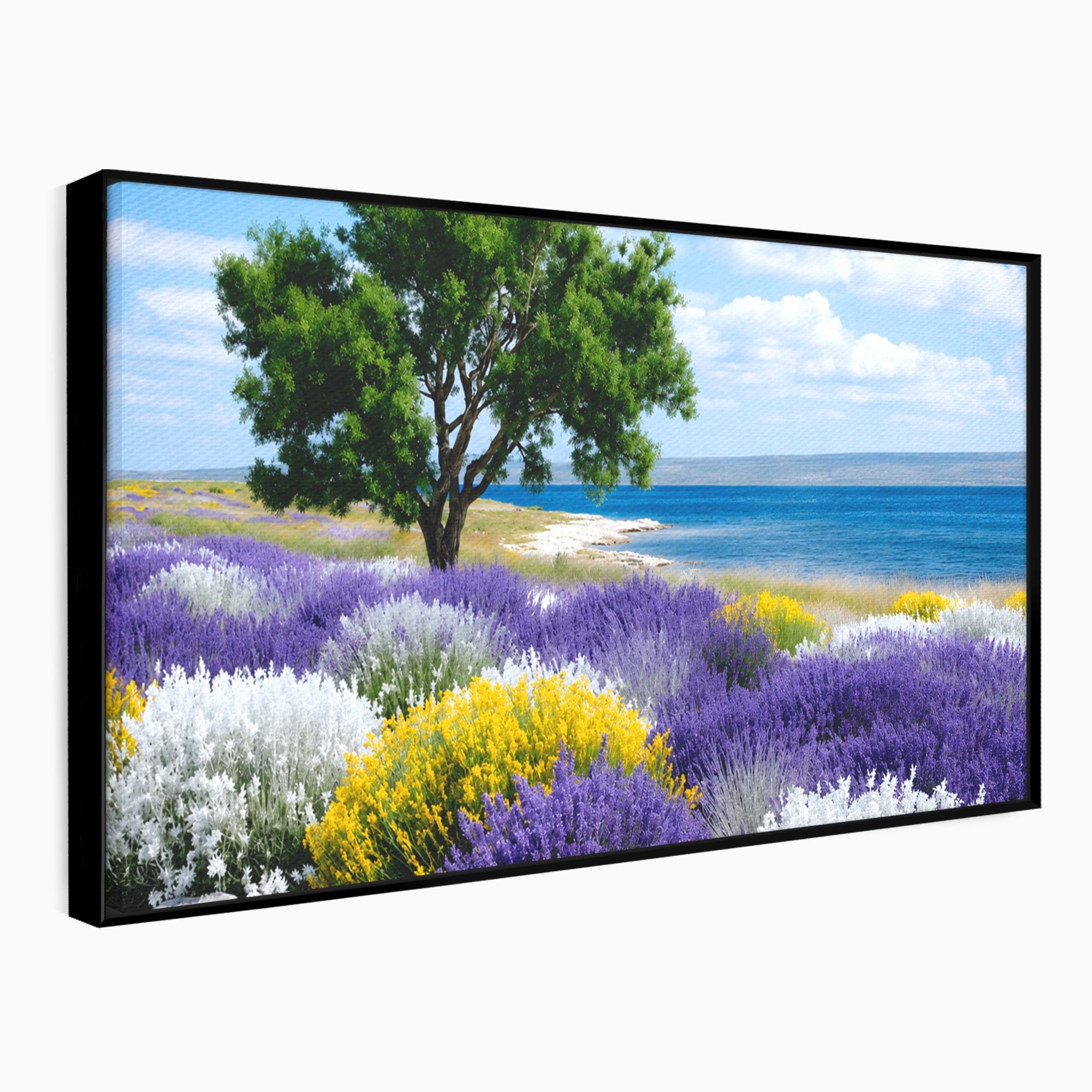 Tablou Canvas Premium LuxCanva® A1665, Peisaj De Vara Cu Lavanda, Peisaj, Lavanda, Copac, Natura, Vara, Living, Dormitor, Culori Vibrante