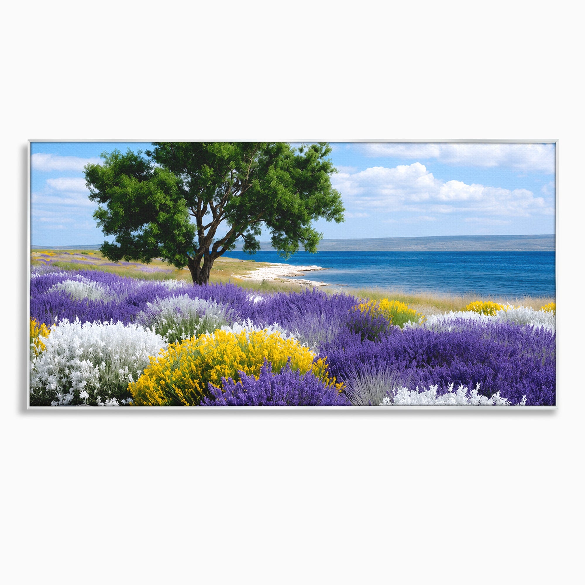 Tablou Canvas Premium LuxCanva® A1665, Peisaj De Vara Cu Lavanda, Peisaj, Lavanda, Copac, Natura, Vara, Living, Dormitor, Culori Vibrante