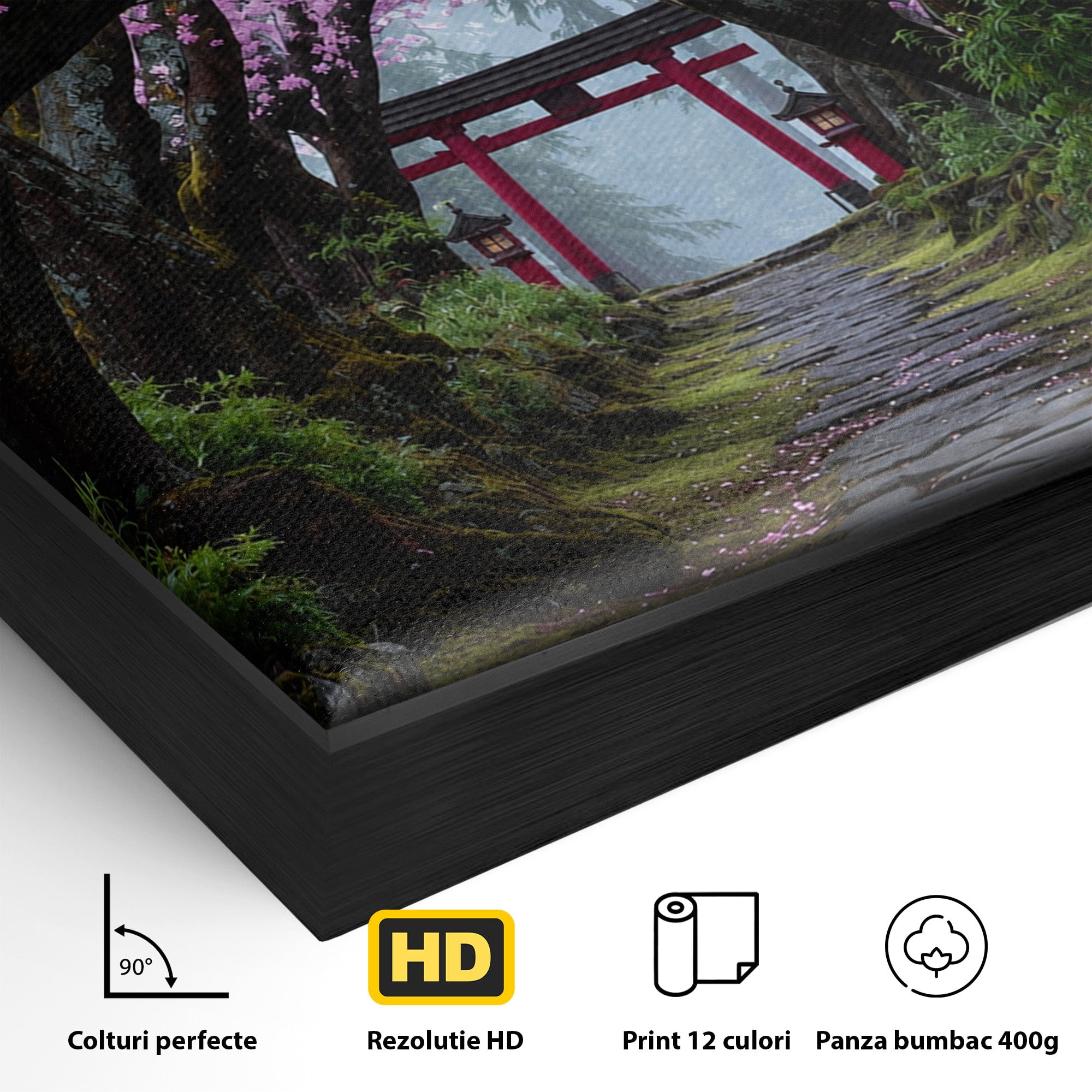 Tablou Canvas Premium LuxCanva® A1666, Aleea Ciresilor Infloriti, Ciresi, Primavara, Natura, Alee, Dormitor, Culori Vibrante