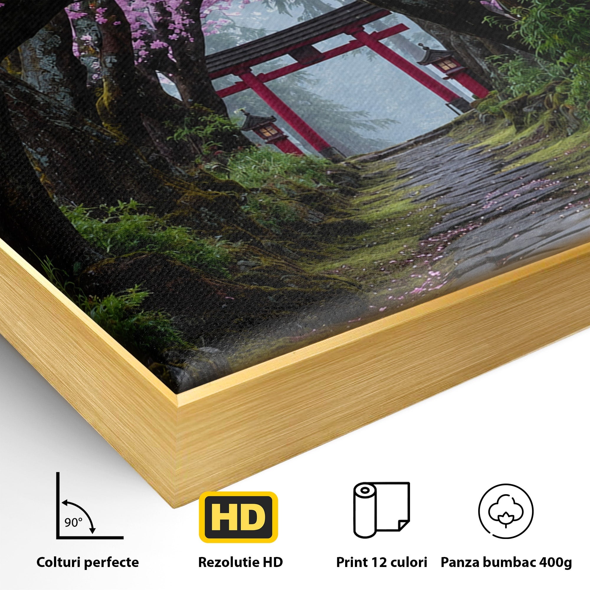 Tablou Canvas Premium LuxCanva® A1666, Aleea Ciresilor Infloriti, Ciresi, Primavara, Natura, Alee, Dormitor, Culori Vibrante