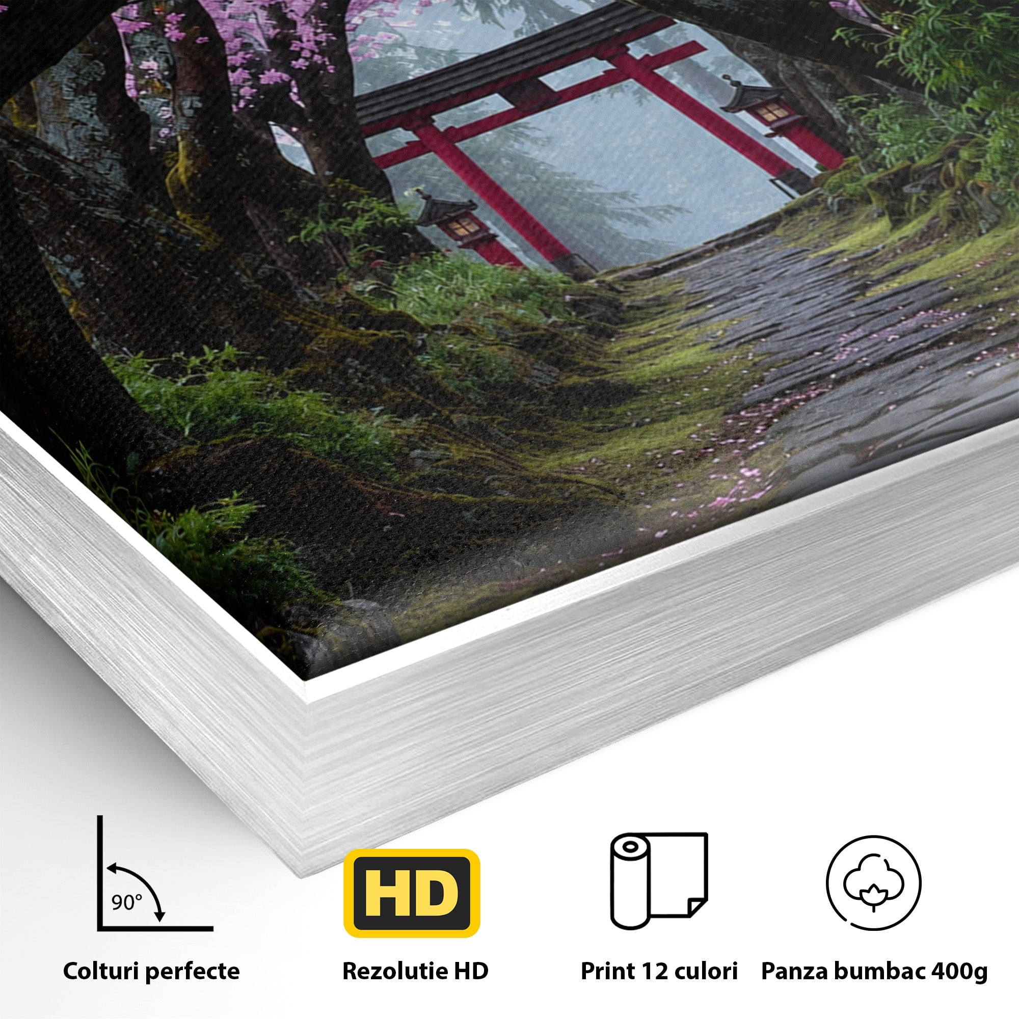 Tablou Canvas Premium LuxCanva® A1666, Aleea Ciresilor Infloriti, Ciresi, Primavara, Natura, Alee, Dormitor, Culori Vibrante
