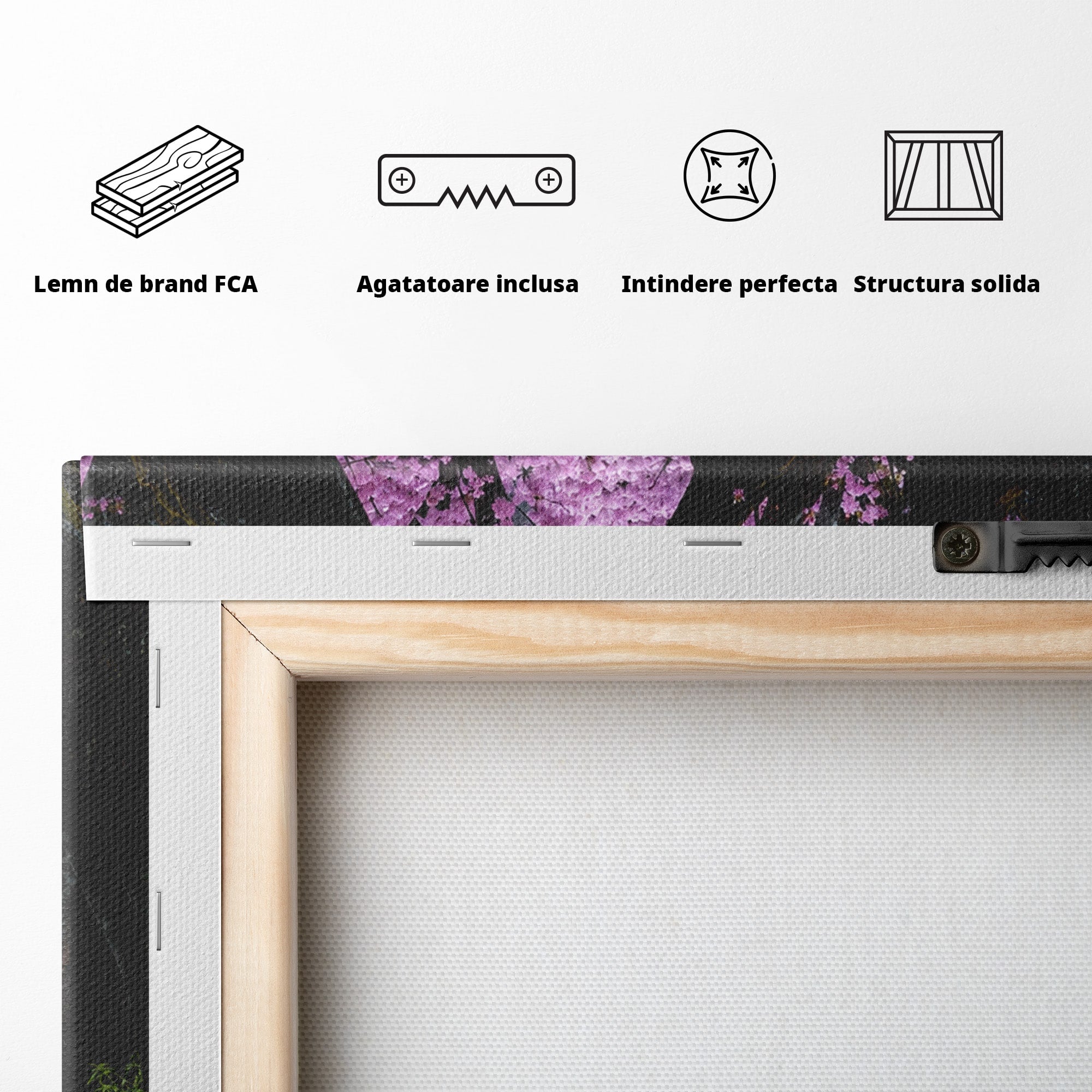 Tablou Canvas Premium LuxCanva® A1666, Aleea Ciresilor Infloriti, Ciresi, Primavara, Natura, Alee, Dormitor, Culori Vibrante