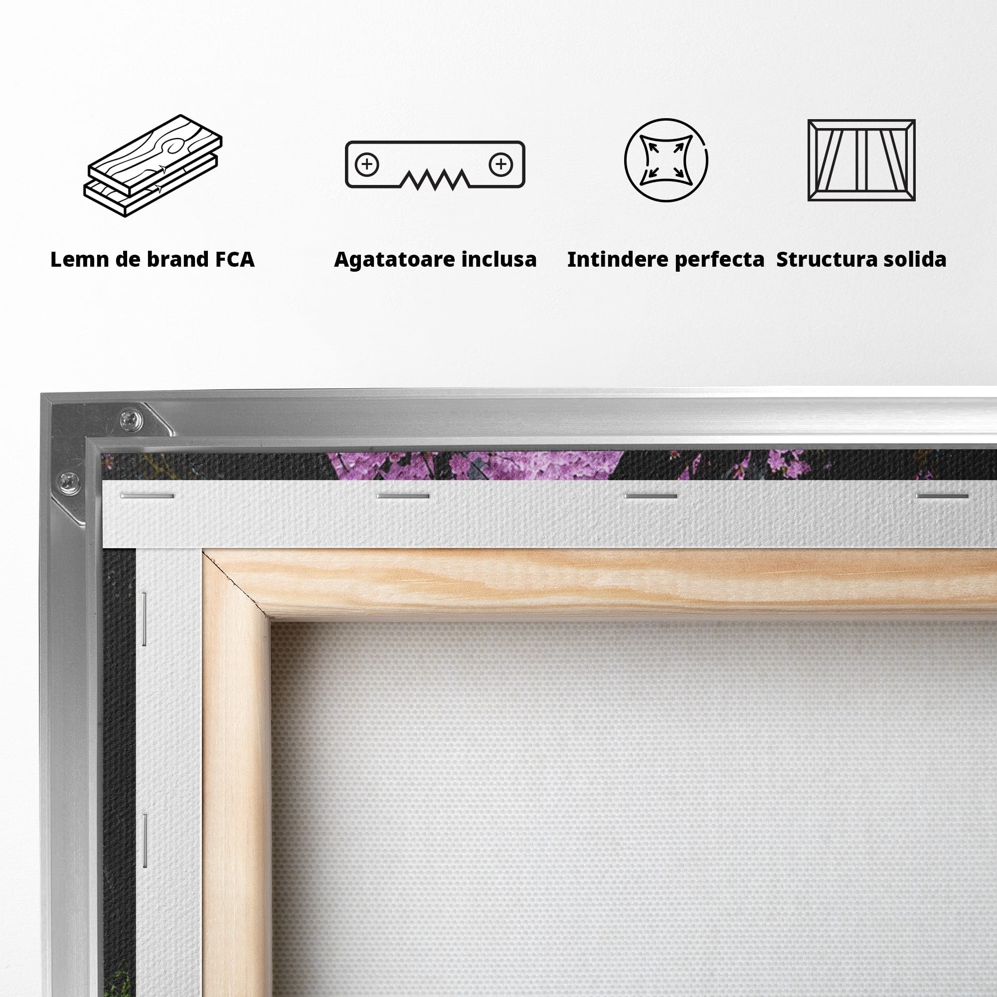 Tablou Canvas Premium LuxCanva® A1666, Aleea Ciresilor Infloriti, Ciresi, Primavara, Natura, Alee, Dormitor, Culori Vibrante