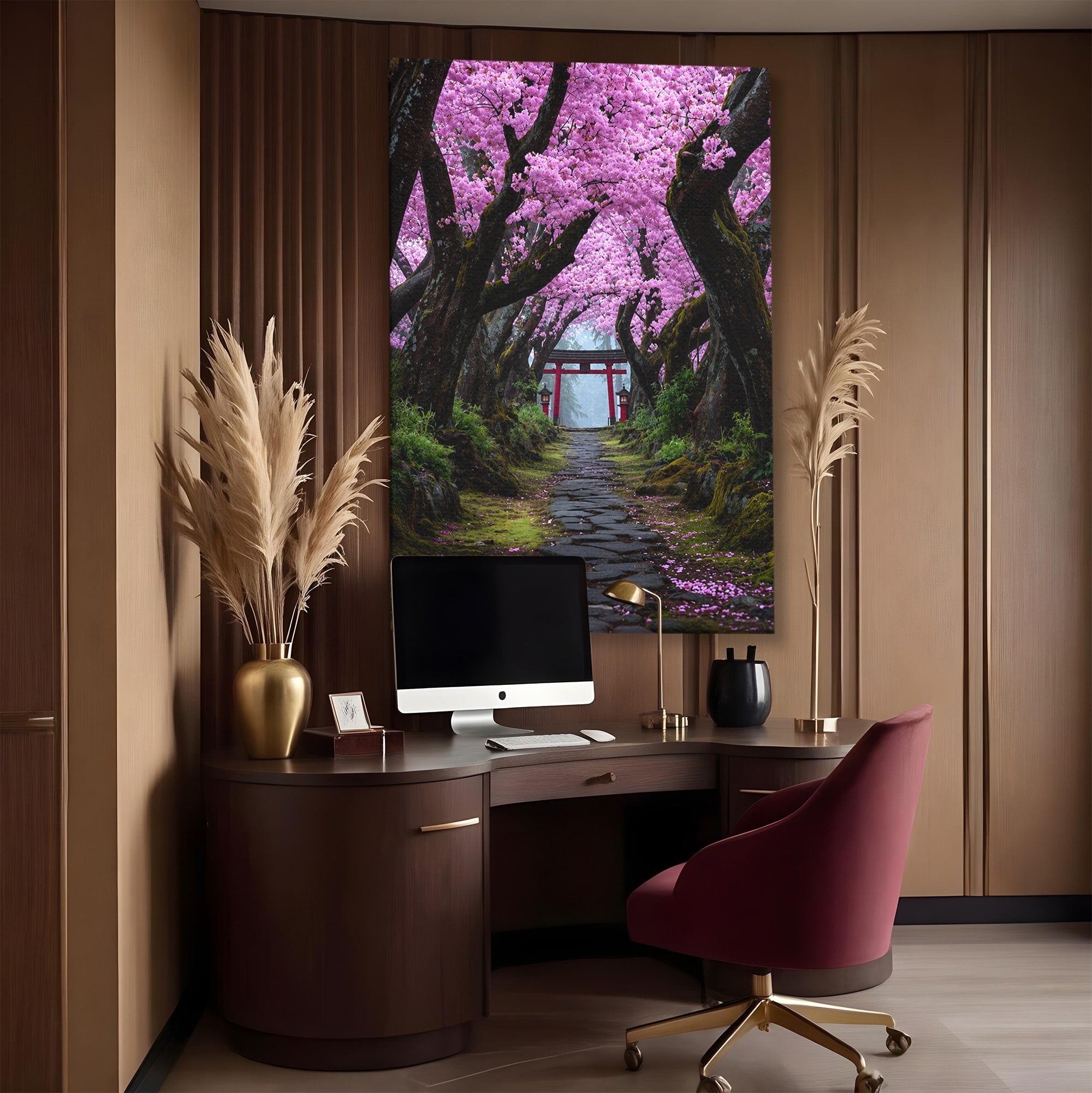 Tablou Canvas Premium LuxCanva® A1666, Aleea Ciresilor Infloriti, Ciresi, Primavara, Natura, Alee, Dormitor, Culori Vibrante