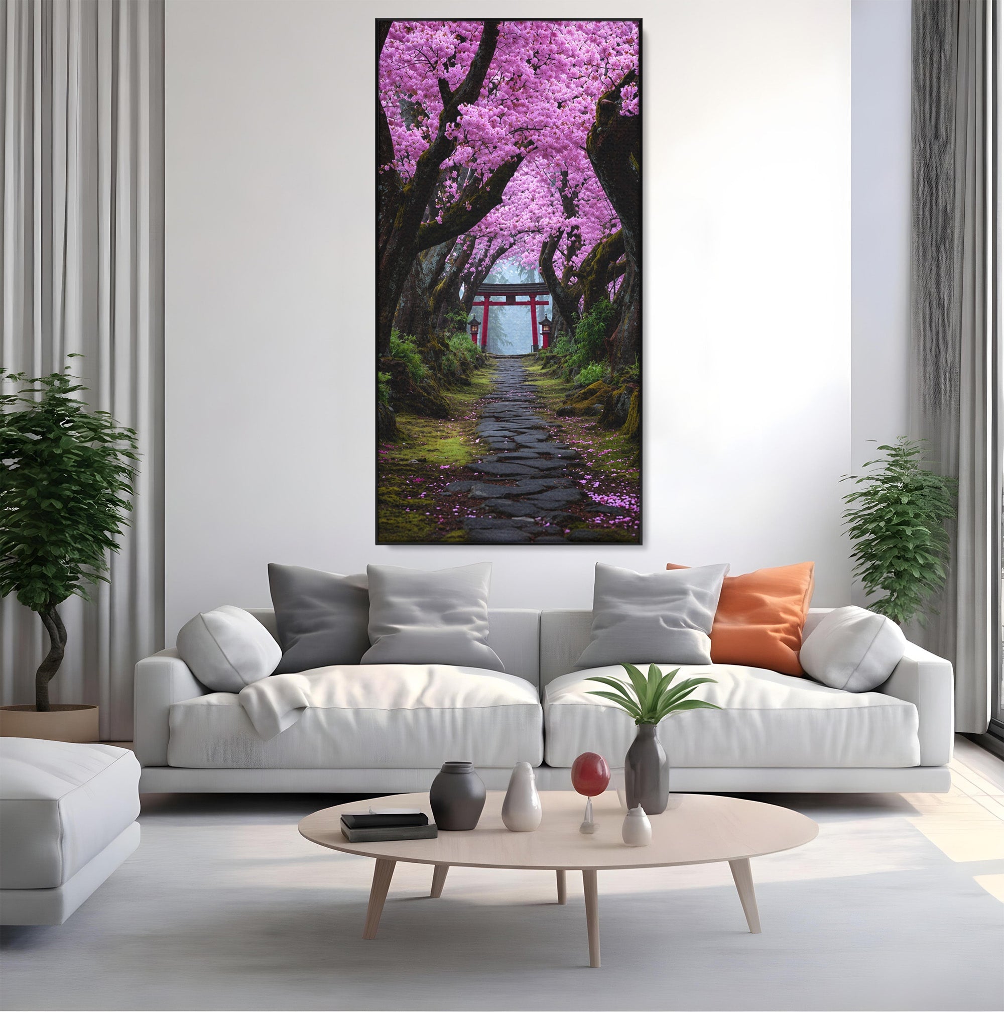 Tablou Canvas Premium LuxCanva® A1666, Aleea Ciresilor Infloriti, Ciresi, Primavara, Natura, Alee, Dormitor, Culori Vibrante