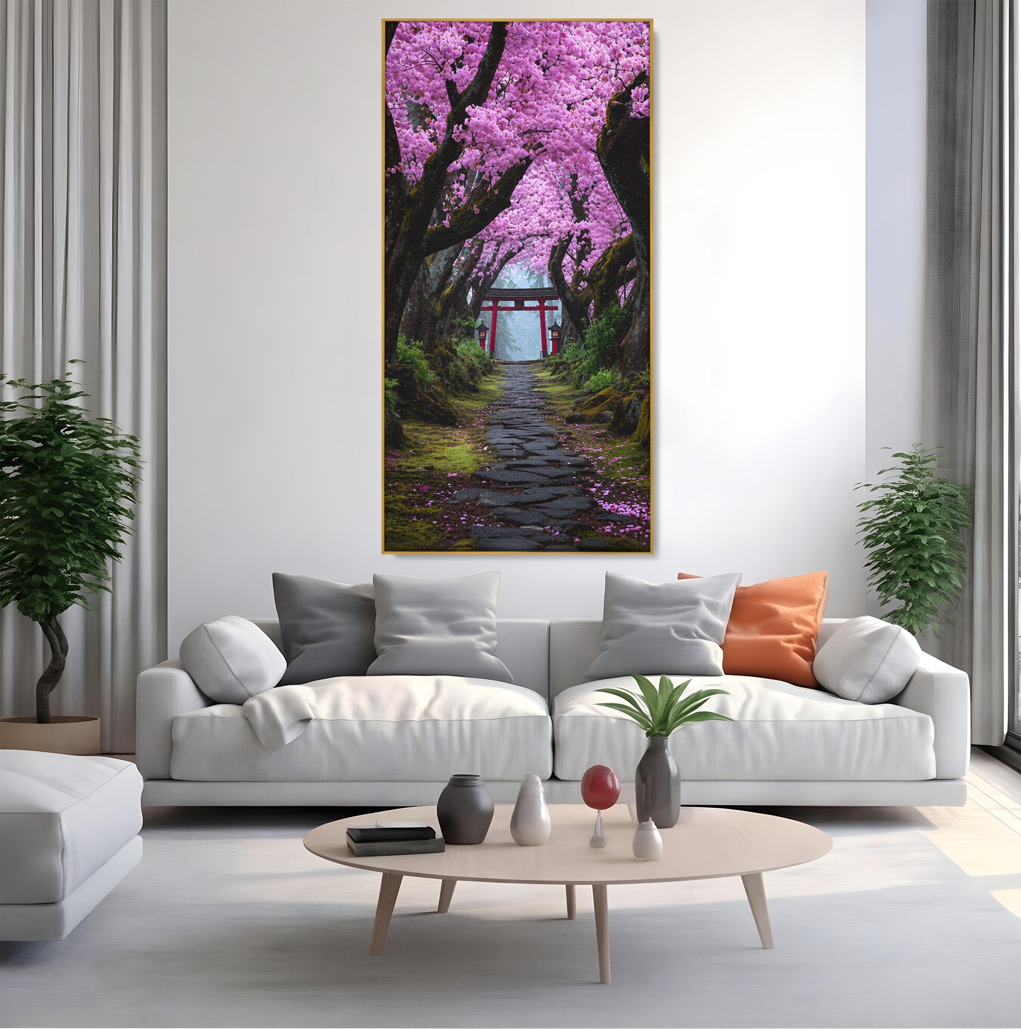 Tablou Canvas Premium LuxCanva® A1666, Aleea Ciresilor Infloriti, Ciresi, Primavara, Natura, Alee, Dormitor, Culori Vibrante