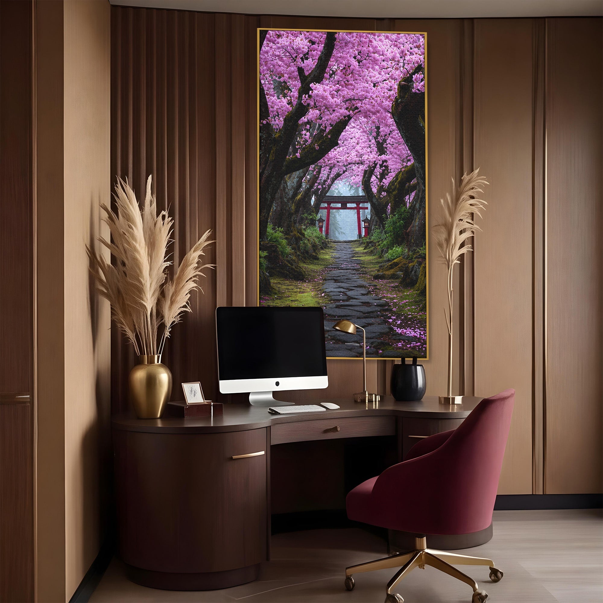 Tablou Canvas Premium LuxCanva® A1666, Aleea Ciresilor Infloriti, Ciresi, Primavara, Natura, Alee, Dormitor, Culori Vibrante