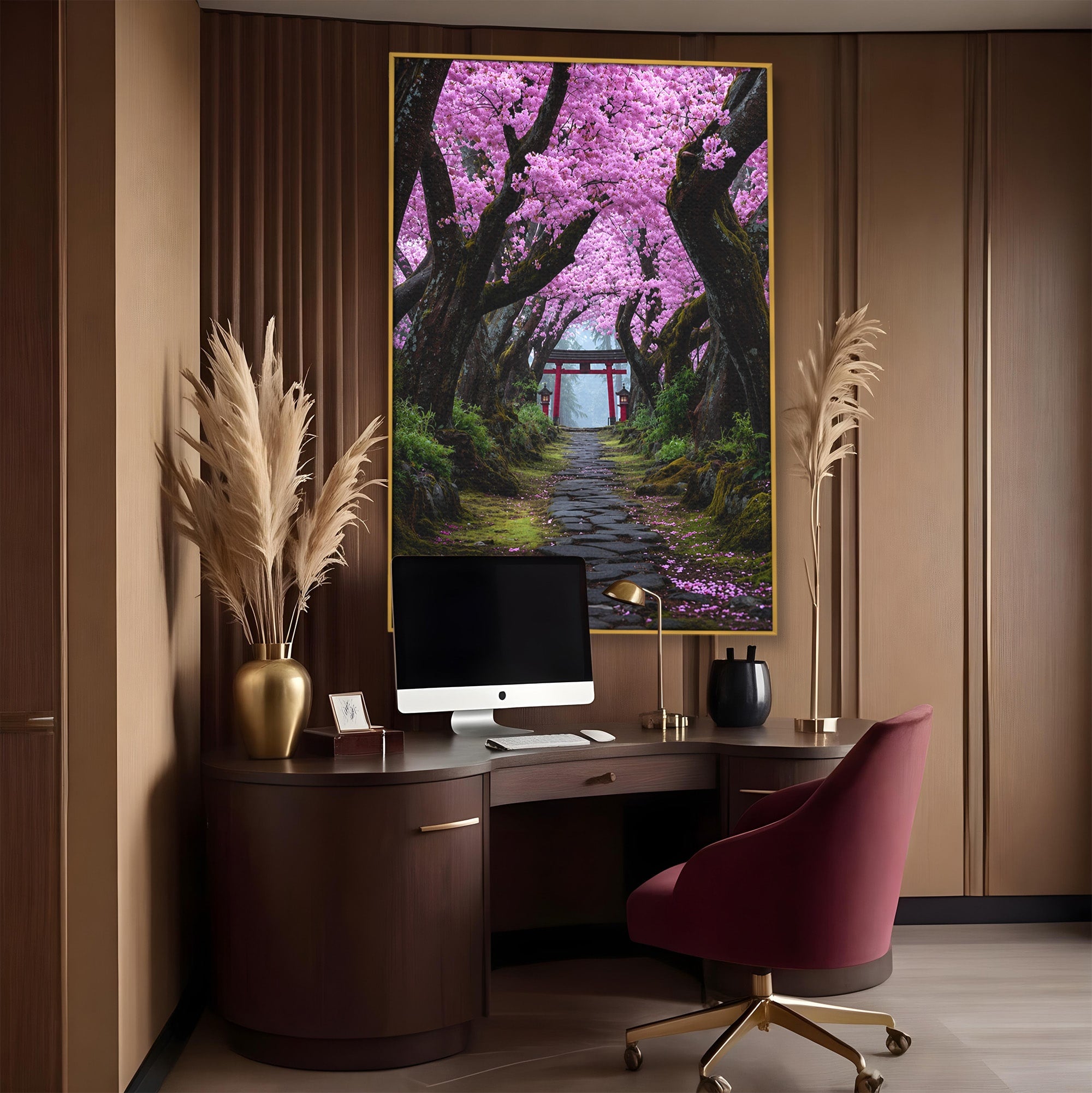 Tablou Canvas Premium LuxCanva® A1666, Aleea Ciresilor Infloriti, Ciresi, Primavara, Natura, Alee, Dormitor, Culori Vibrante