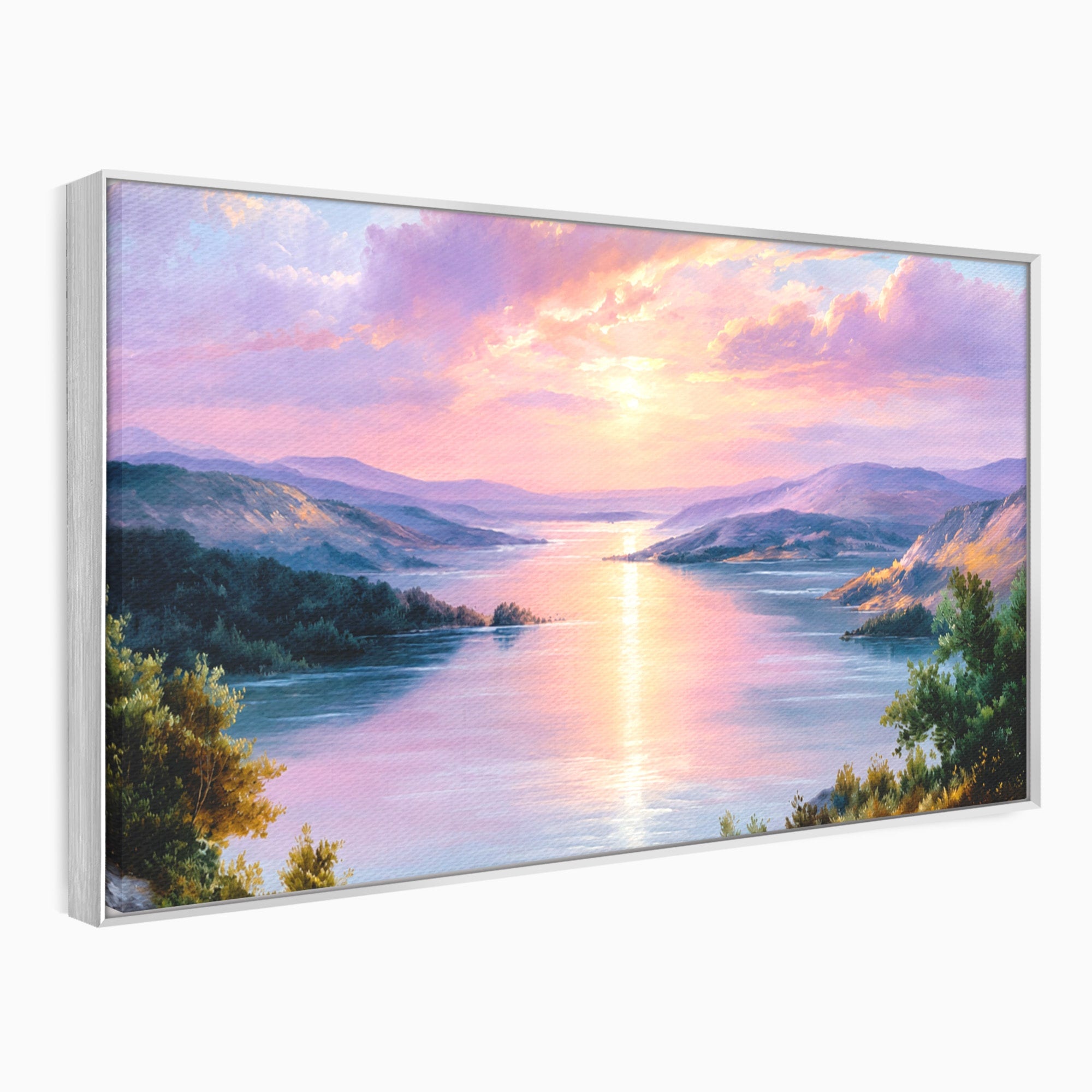 Tablou Canvas Premium LuxCanva® A1667, Peisaj Lacustru La Apus, Peisaj, Apus, Lac, Natura, Living, Dormitor, Culori Vibrante