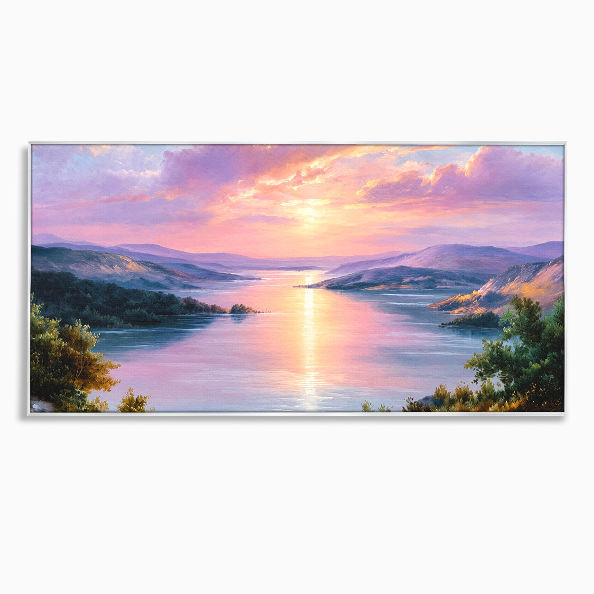Tablou Canvas Premium LuxCanva® A1667, Peisaj Lacustru La Apus, Peisaj, Apus, Lac, Natura, Living, Dormitor, Culori Vibrante