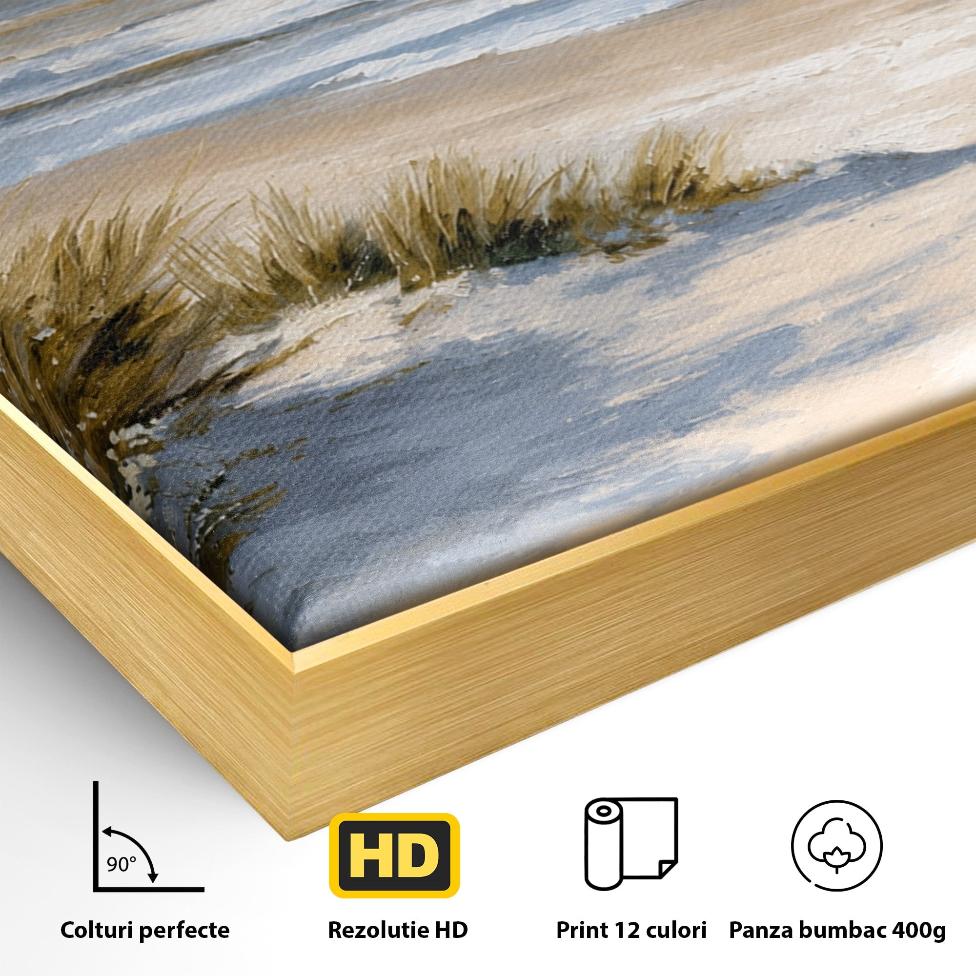 Tablou Canvas Premium LuxCanva® A1668, Peisaj Marin Tranquil, Plaja, Mare, Peisaj, Natura, Relaxare, Living, Dormitor, Culori Vibrante
