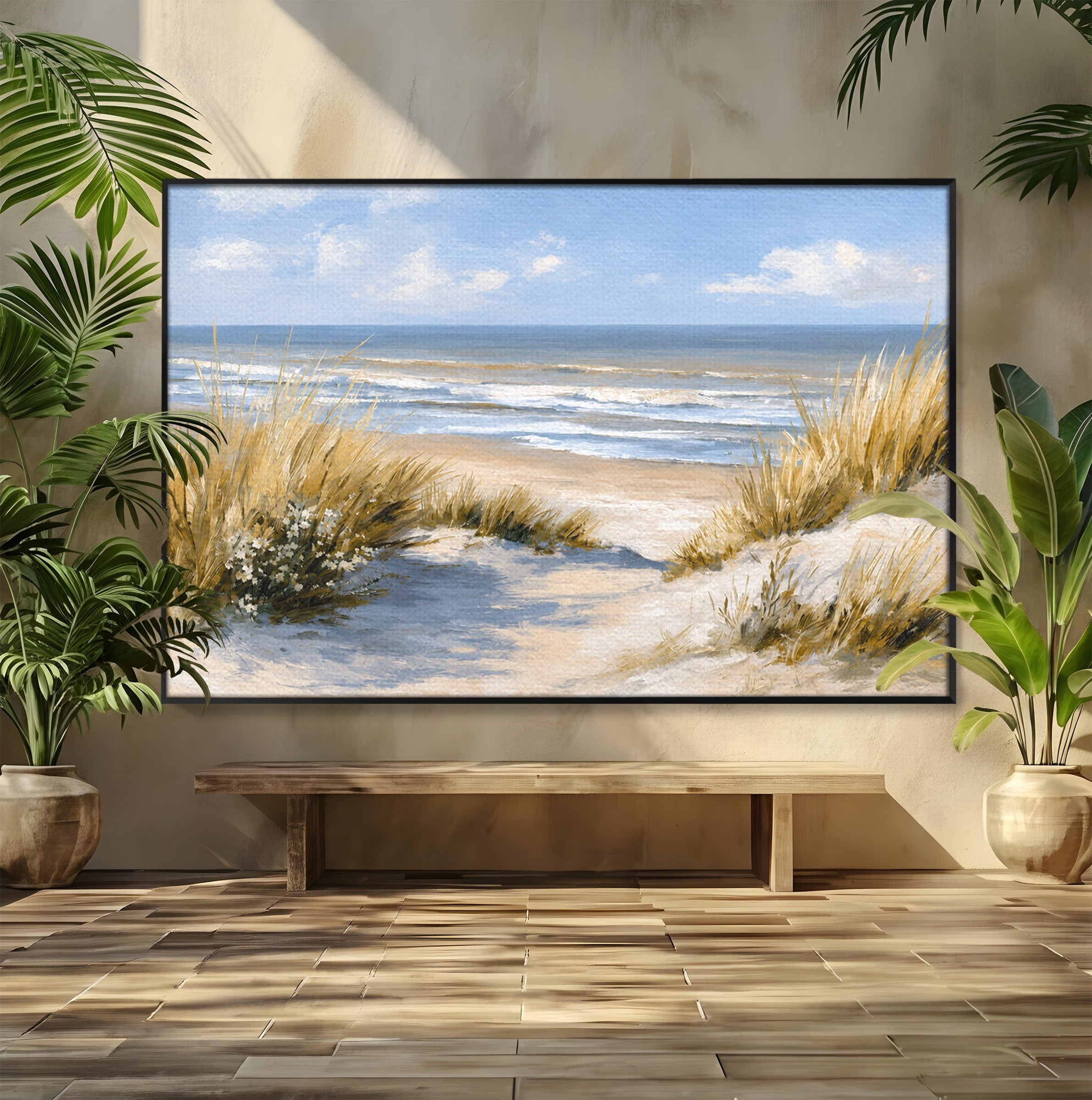 Tablou Canvas Premium LuxCanva® A1668, Peisaj Marin Tranquil, Plaja, Mare, Peisaj, Natura, Relaxare, Living, Dormitor, Culori Vibrante