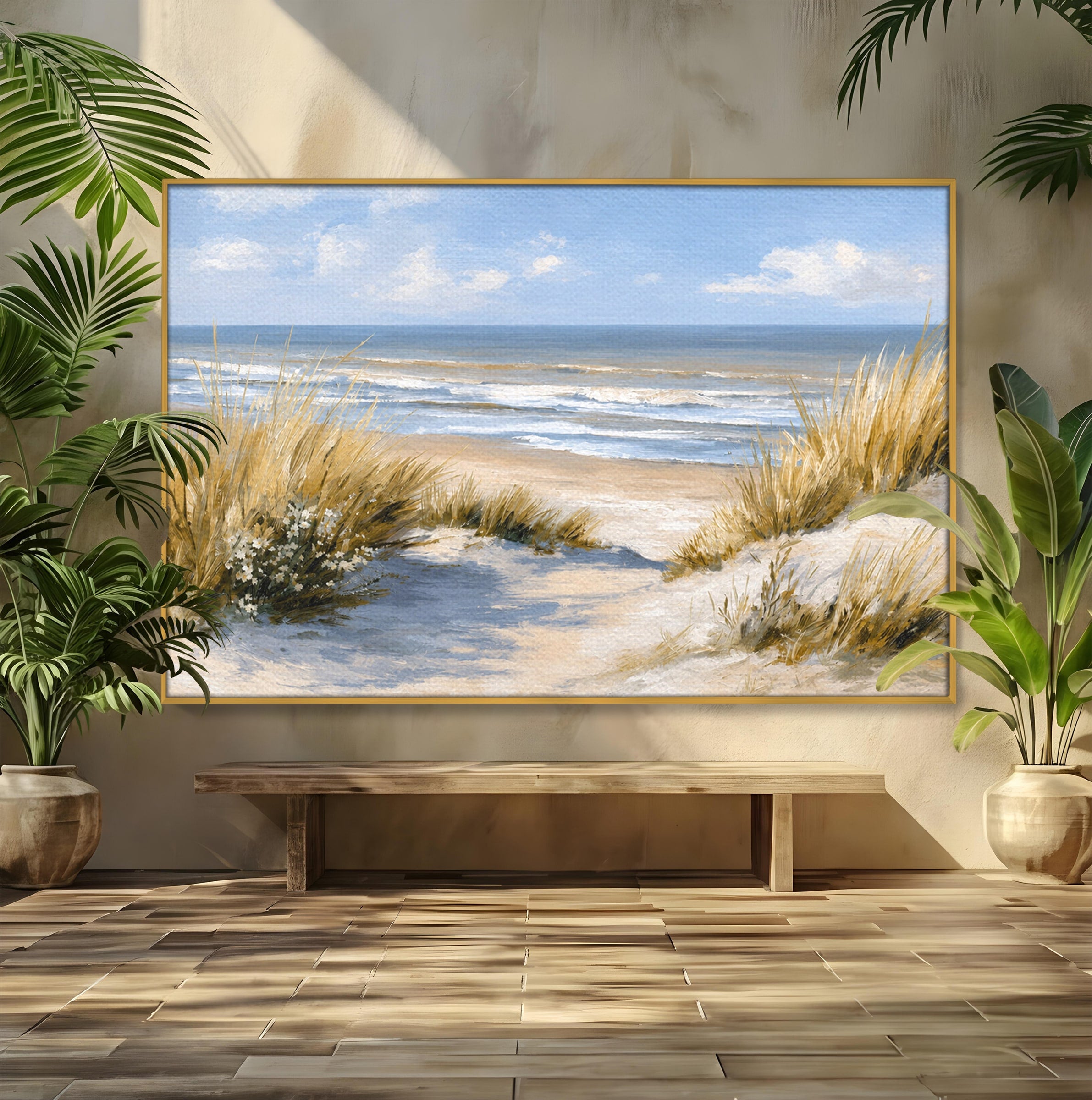 Tablou Canvas Premium LuxCanva® A1668, Peisaj Marin Tranquil, Plaja, Mare, Peisaj, Natura, Relaxare, Living, Dormitor, Culori Vibrante