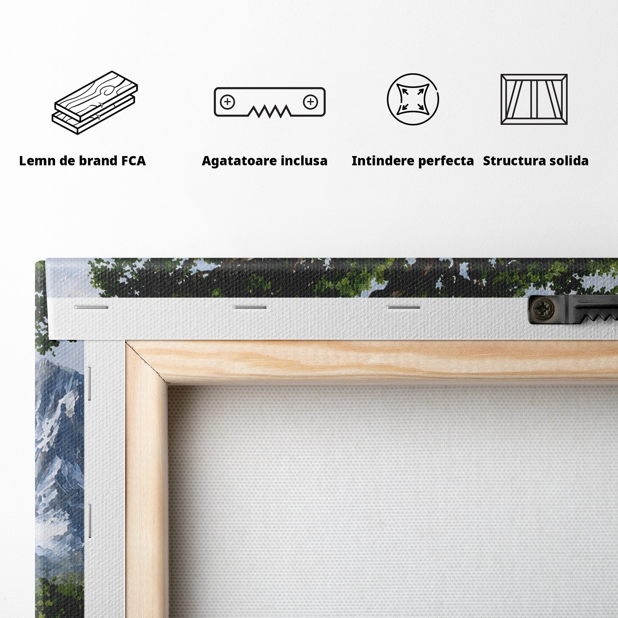 Tablou Canvas Premium LuxCanva® A1669, Muntele si Cascada, Munte, Cascada, Natura, Peisaj, Living, Culori Vibrante