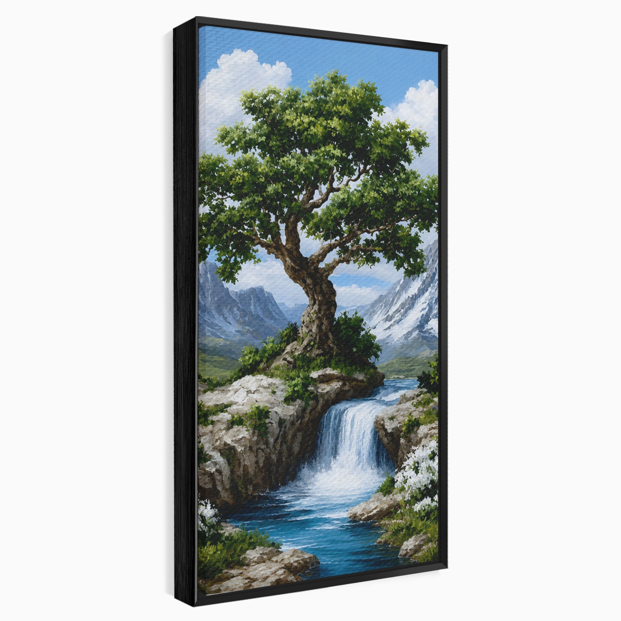 Tablou Canvas Premium LuxCanva® A1669, Muntele si Cascada, Munte, Cascada, Natura, Peisaj, Living, Culori Vibrante