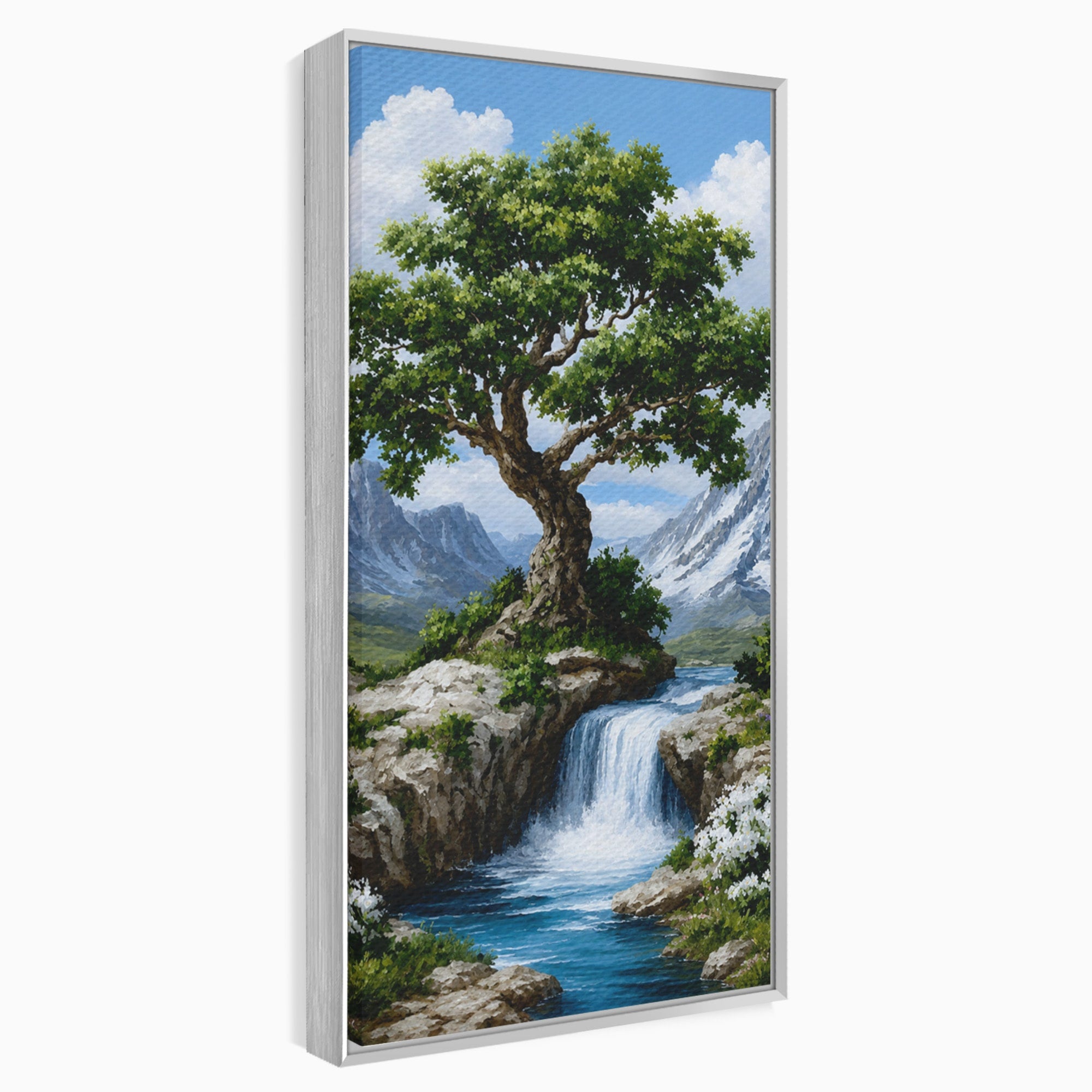 Tablou Canvas Premium LuxCanva® A1669, Muntele si Cascada, Munte, Cascada, Natura, Peisaj, Living, Culori Vibrante