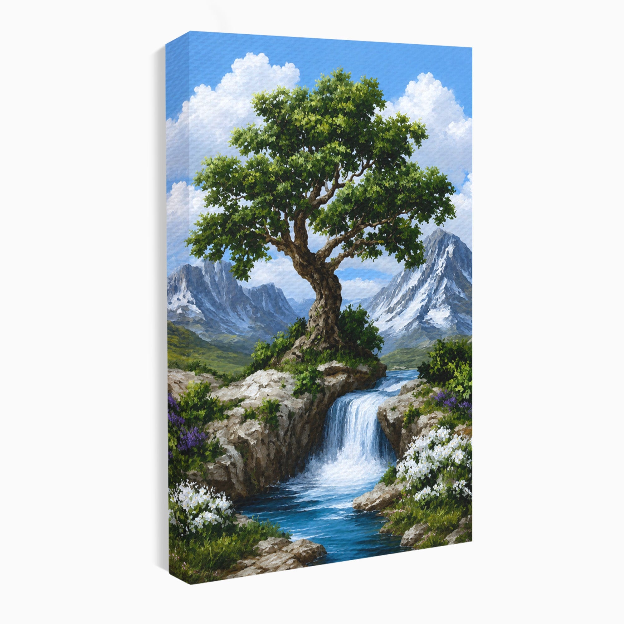 Tablou Canvas Premium LuxCanva® A1669, Muntele si Cascada, Munte, Cascada, Natura, Peisaj, Living, Culori Vibrante