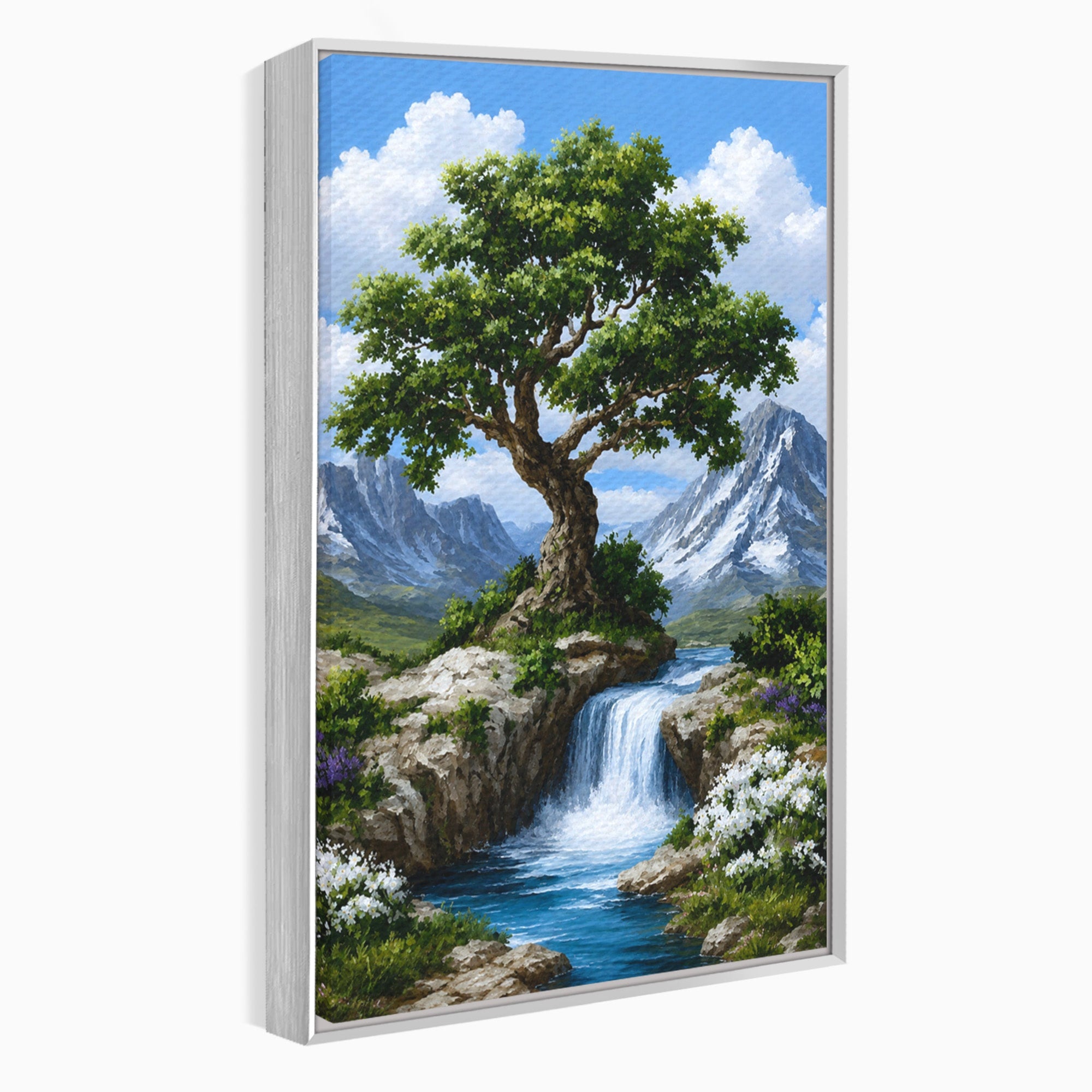 Tablou Canvas Premium LuxCanva® A1669, Muntele si Cascada, Munte, Cascada, Natura, Peisaj, Living, Culori Vibrante