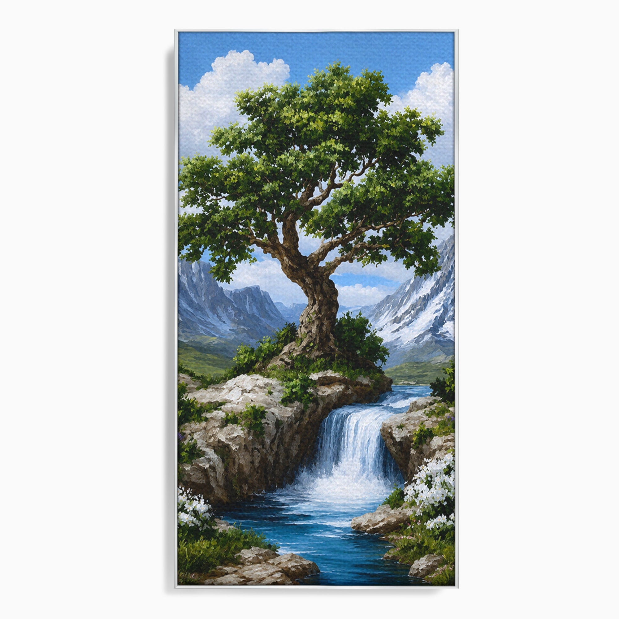Tablou Canvas Premium LuxCanva® A1669, Muntele si Cascada, Munte, Cascada, Natura, Peisaj, Living, Culori Vibrante