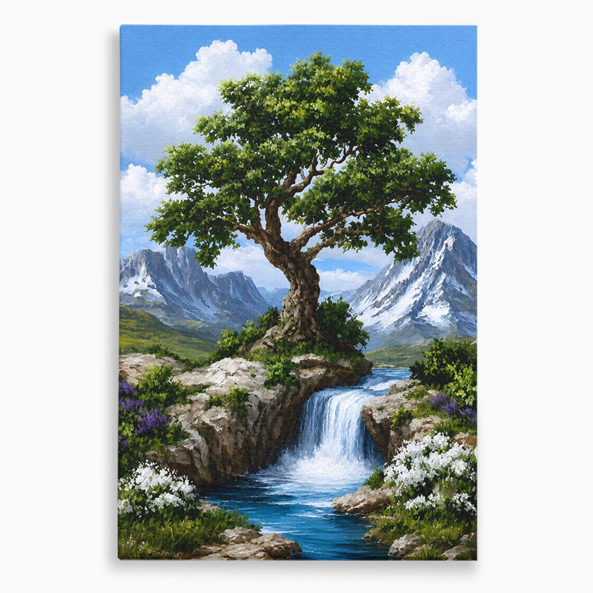 Tablou Canvas Premium LuxCanva® A1669, Muntele si Cascada, Munte, Cascada, Natura, Peisaj, Living, Culori Vibrante